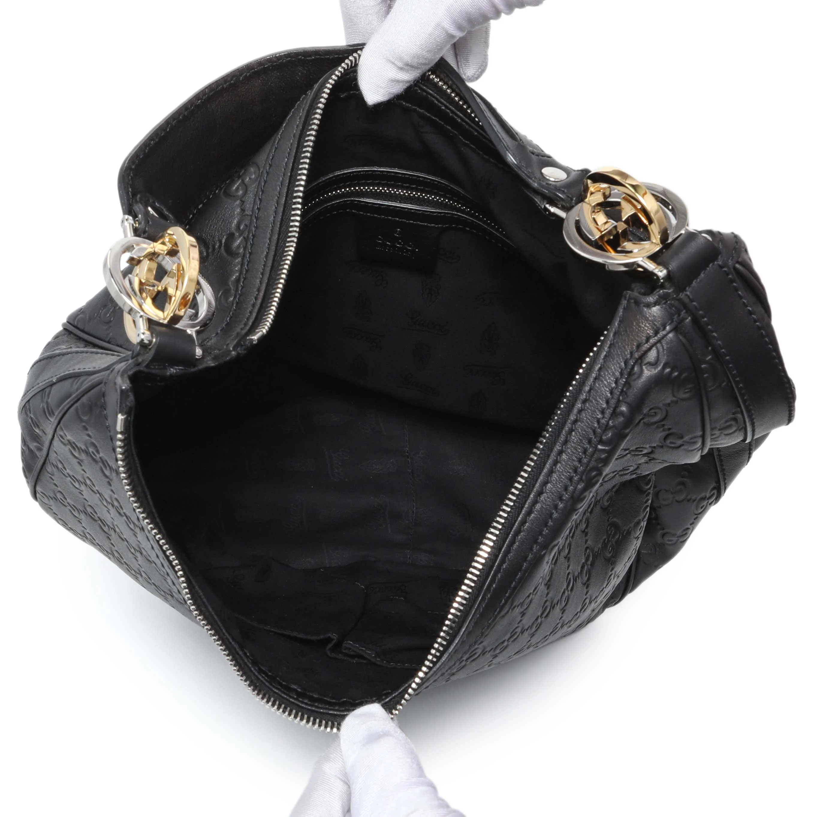 Gucci Black Guccissima Twins Hobo Medium - Image 4