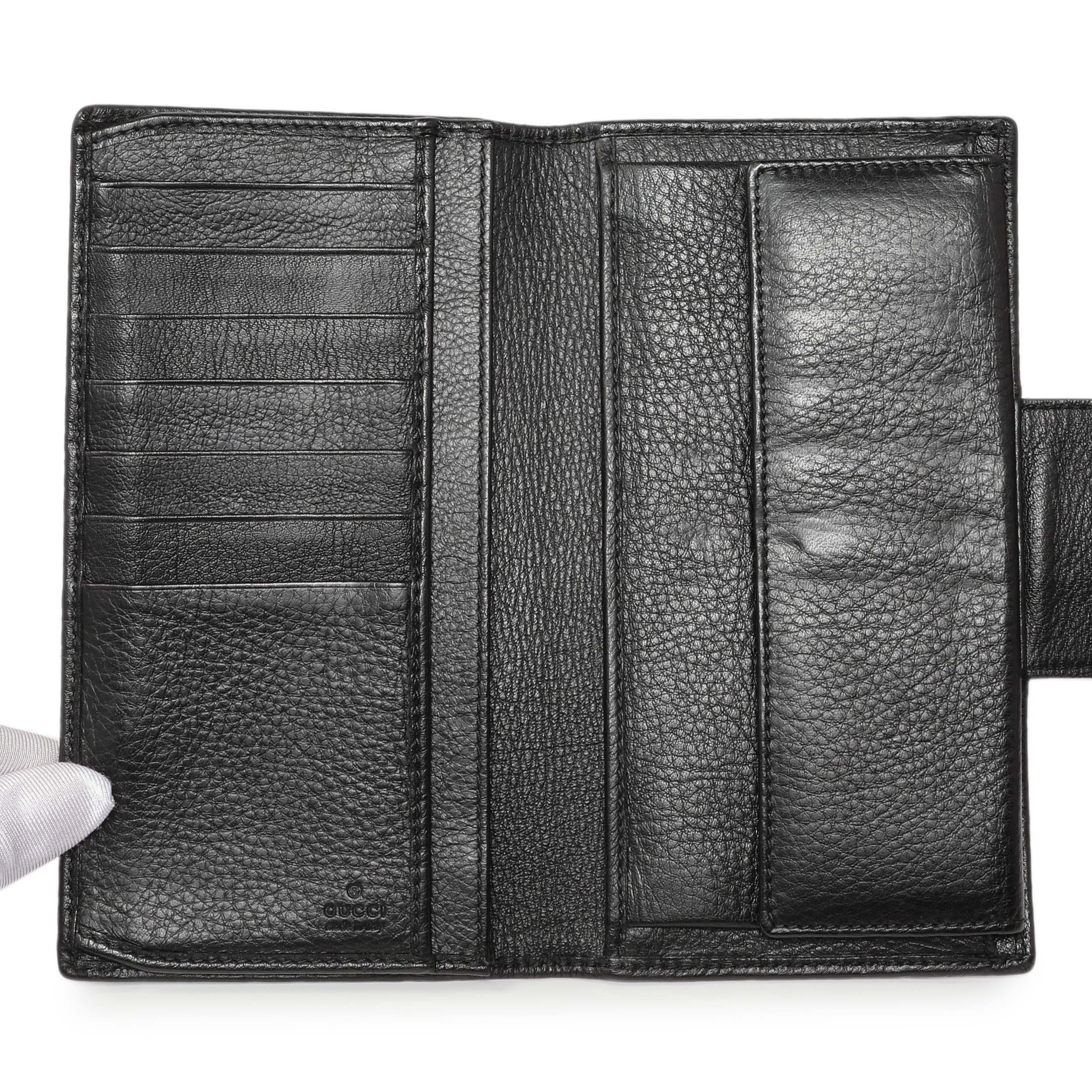 Gucci Black Guccissima Web Long Wallet - Image 4