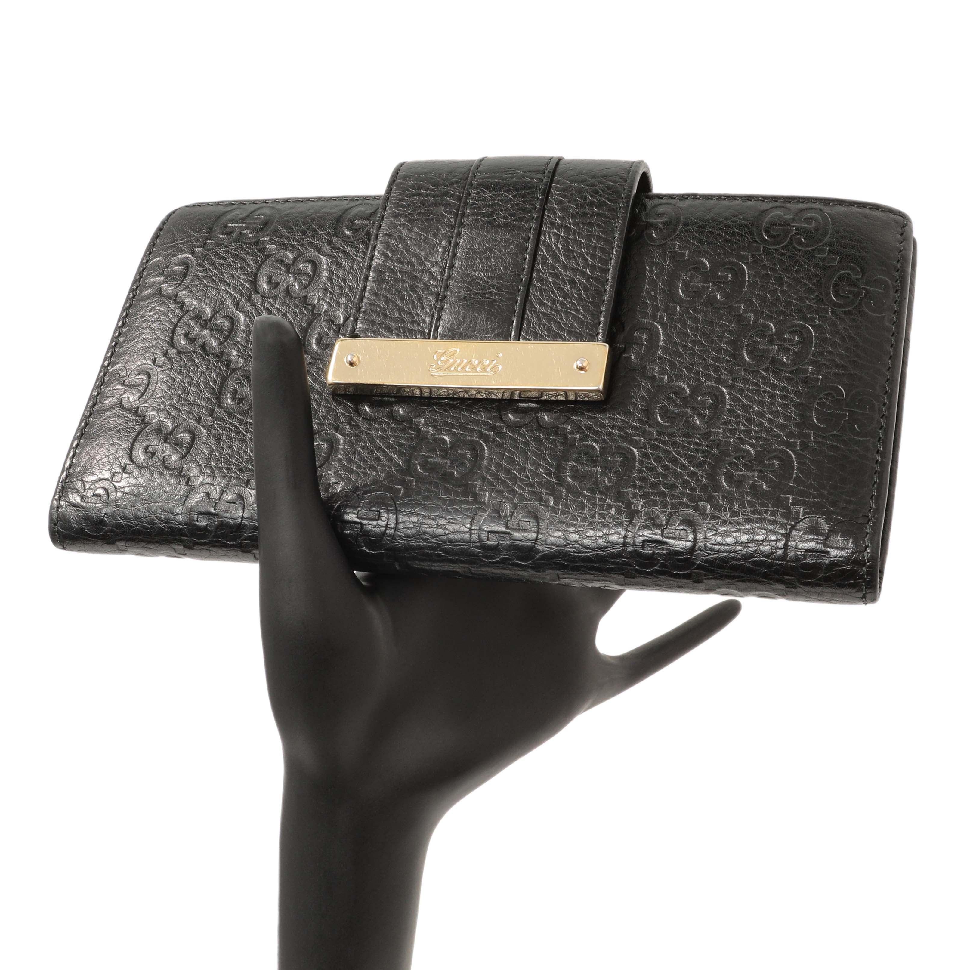 Gucci Black Guccissima Web Long Wallet - Image 7