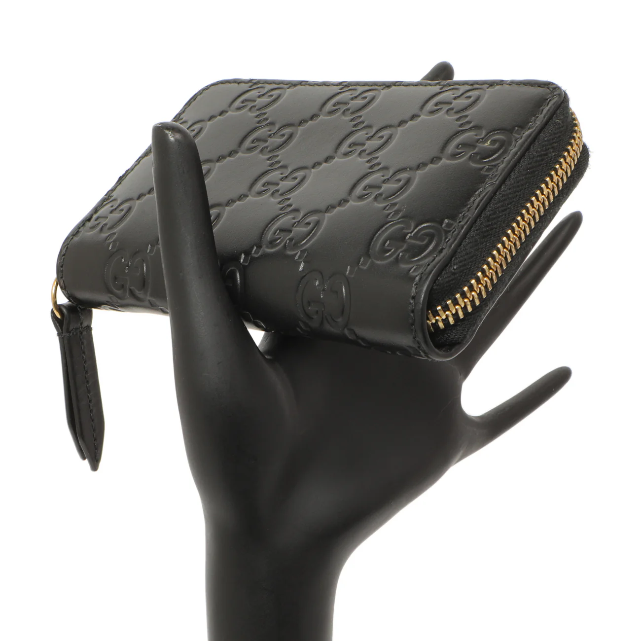 Gucci Black Guccissima Zip Around Card Case - Image 10
