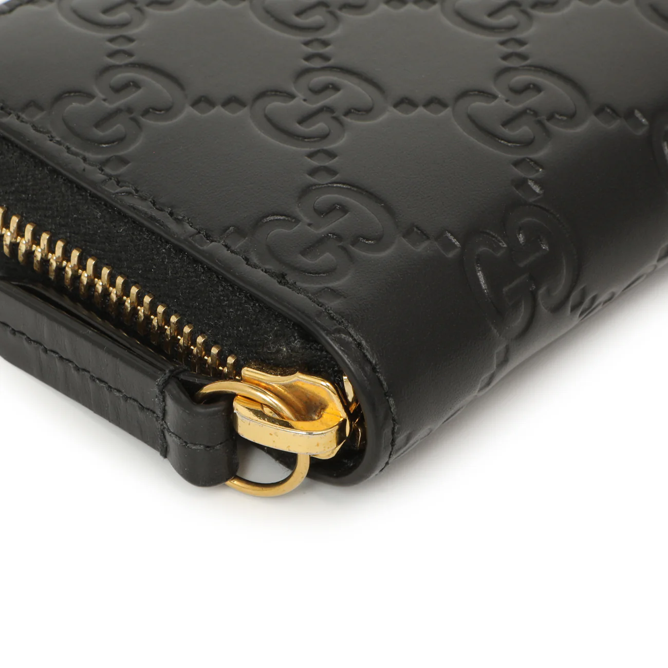Gucci Black Guccissima Zip Around Card Case - Image 4