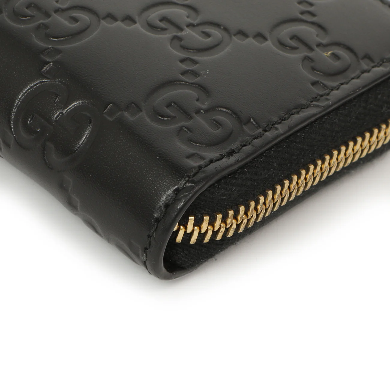 Gucci Black Guccissima Zip Around Card Case - Image 7