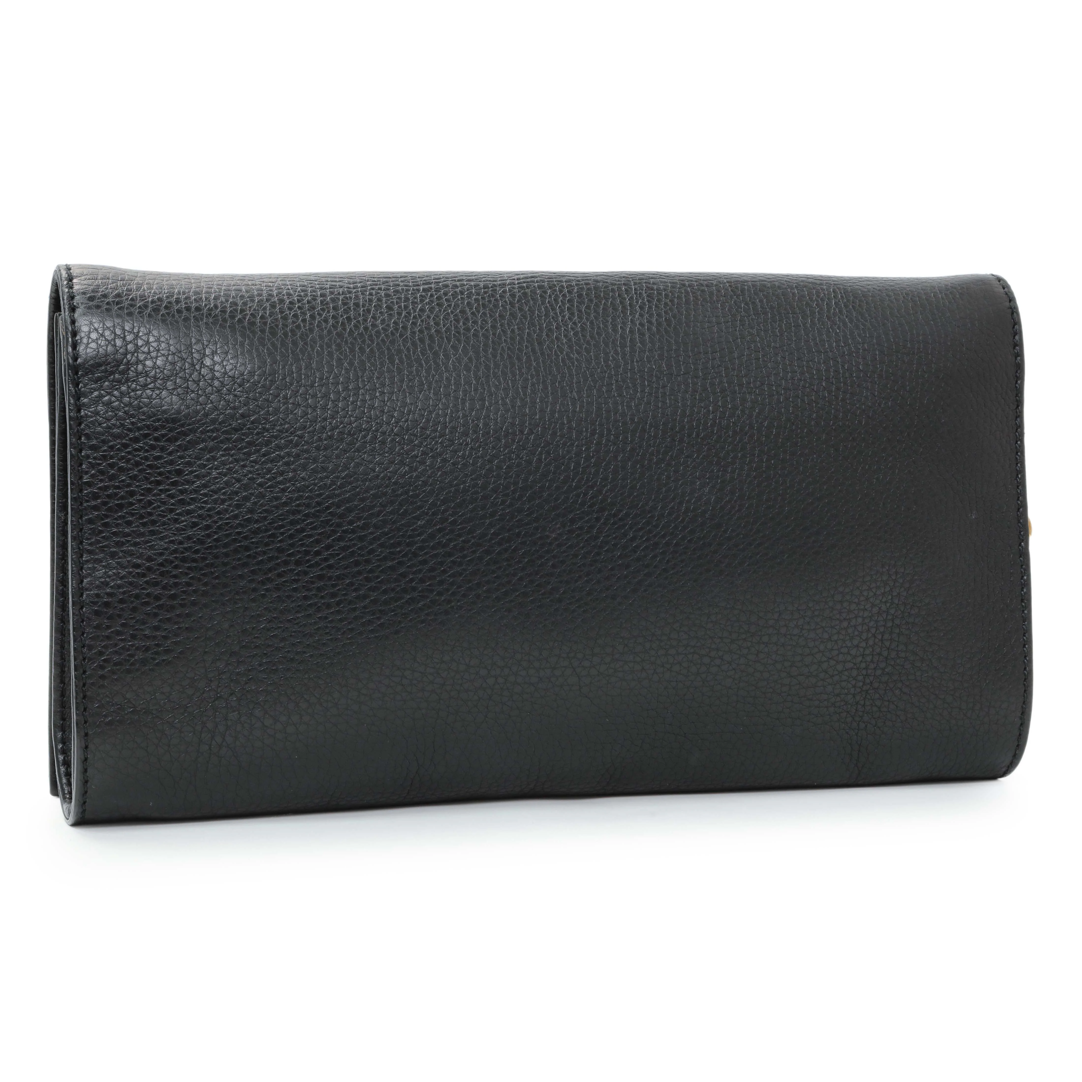 Gucci Black Leather Medium GG Soho Tassel Clutch - Image 2