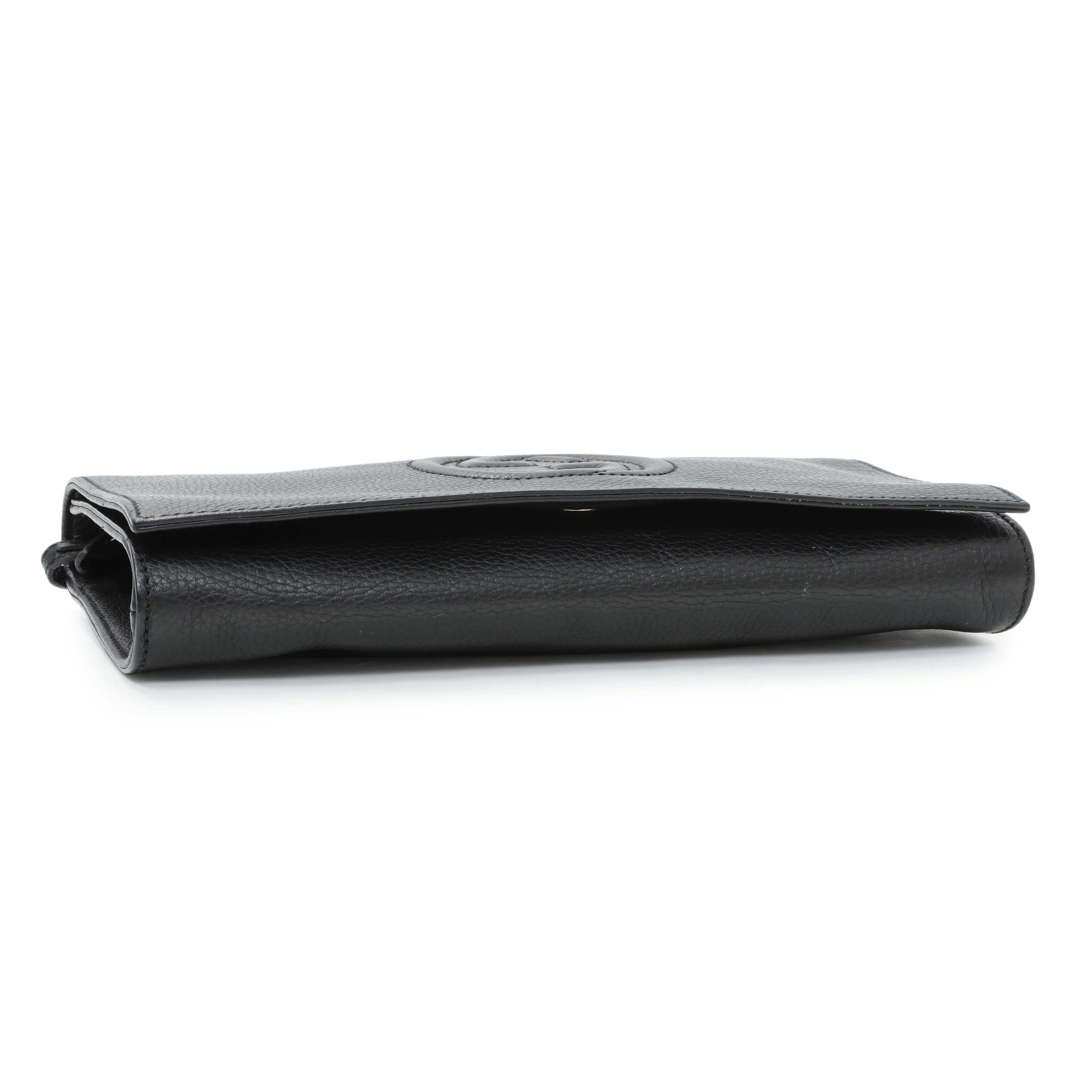 Gucci Black Leather Medium GG Soho Tassel Clutch - Image 3