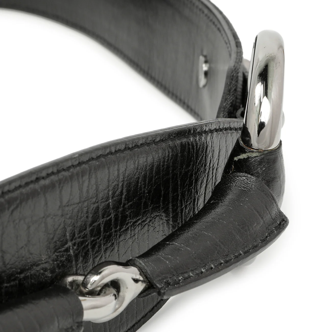 Gucci Black Monogram Canvas Horsebit Belt - Image 4