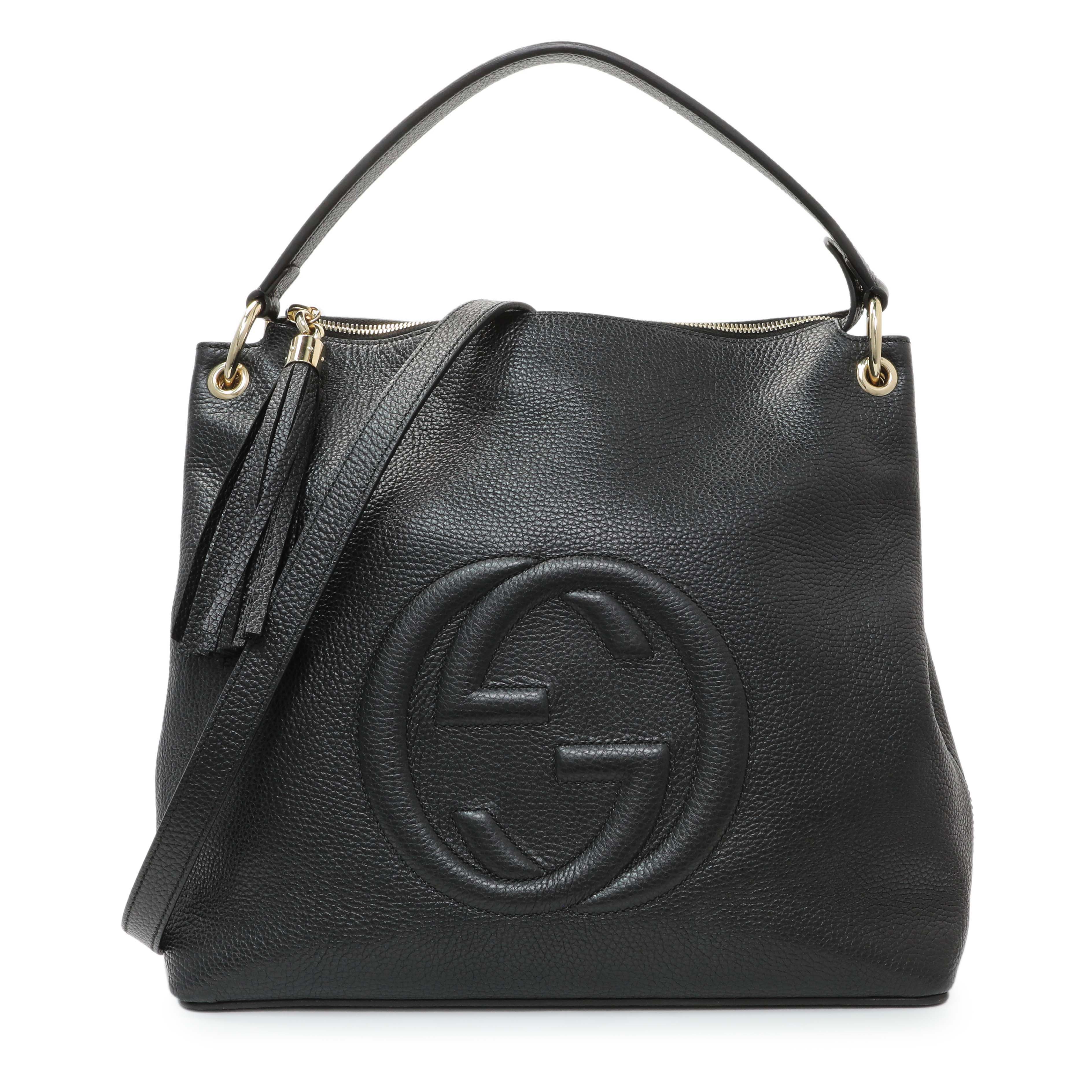 Gucci Black Pebbled Calfskin Large Soho Hobo