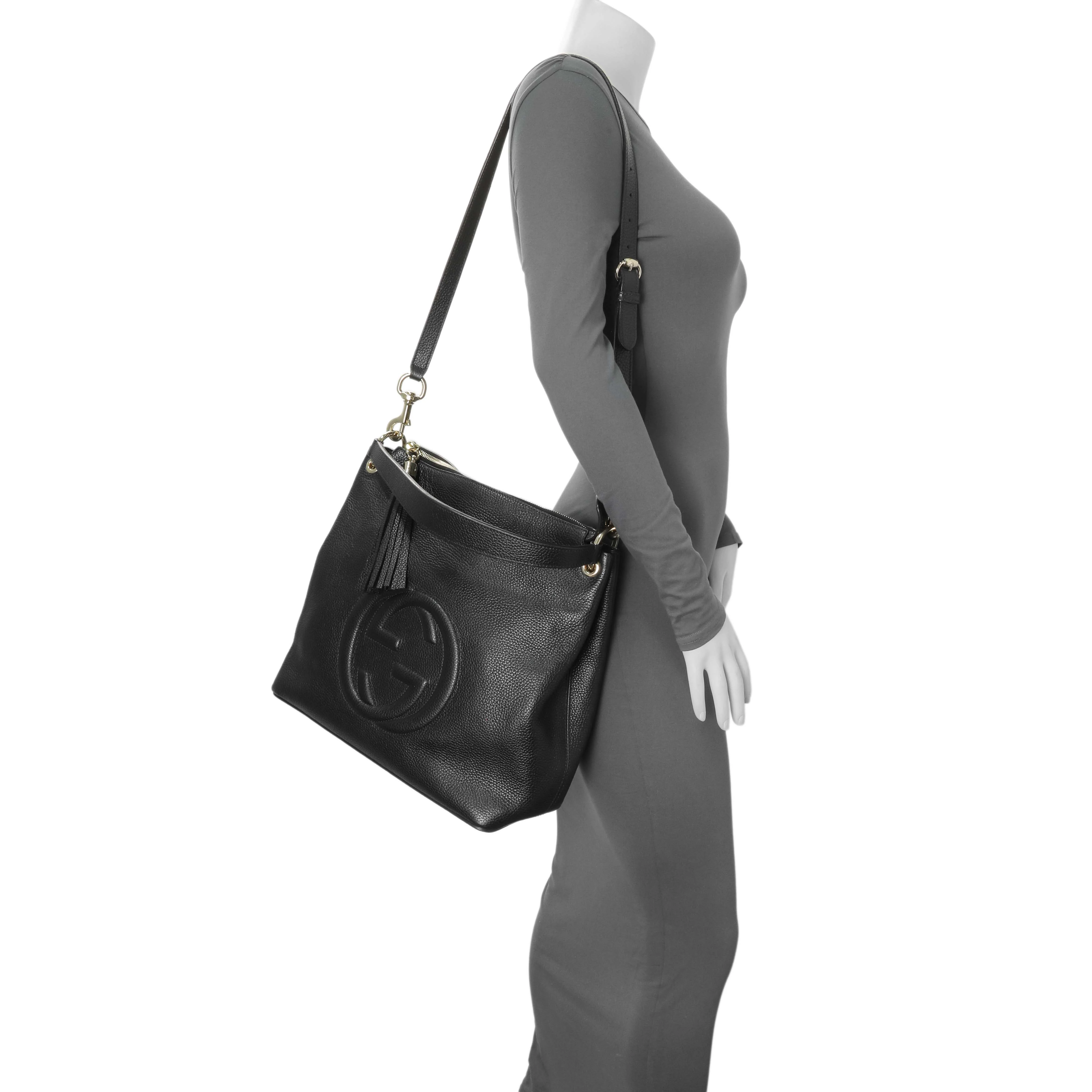 Gucci Black Pebbled Calfskin Large Soho Hobo - Image 7