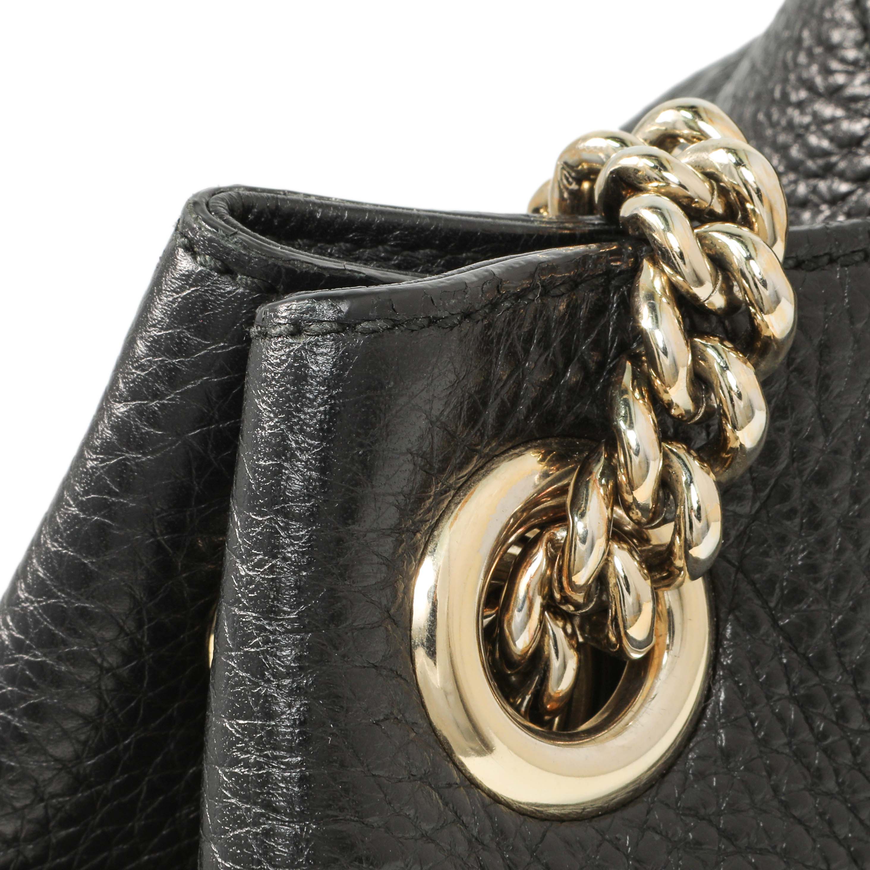Gucci Black Pebbled Calfskin Medium Soho Chain Shoulder Bag - Image 11