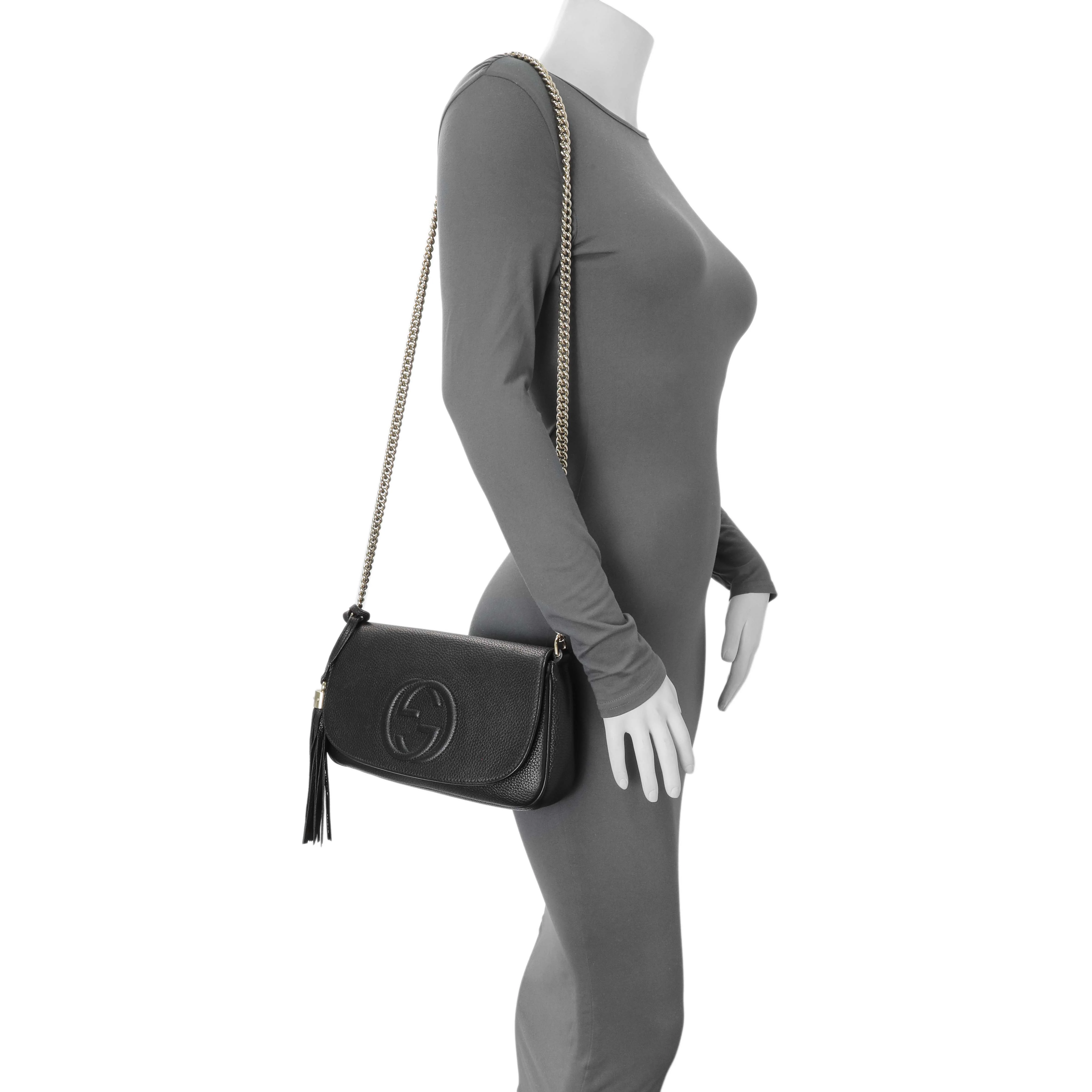 Gucci Black Pebbled Calfskin Medium Soho Flap Crossbody - Image 7