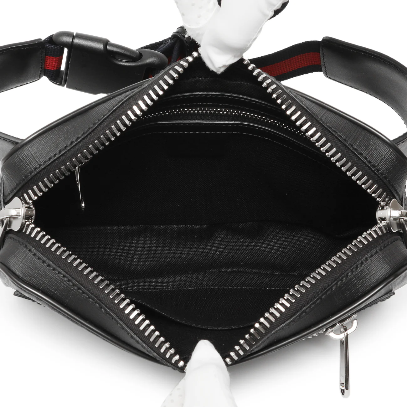 Gucci Black Soft GG Supreme Monogram Web Belt Bag - Image 4