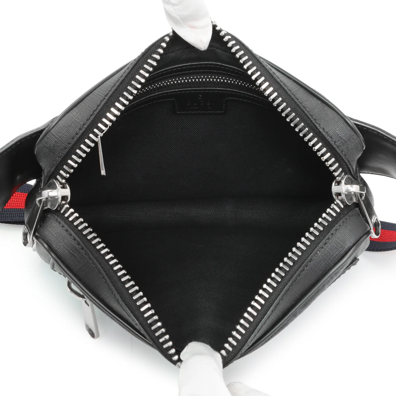 Gucci Black Soft GG Supreme Monogram Web Belt Bag - Image 4