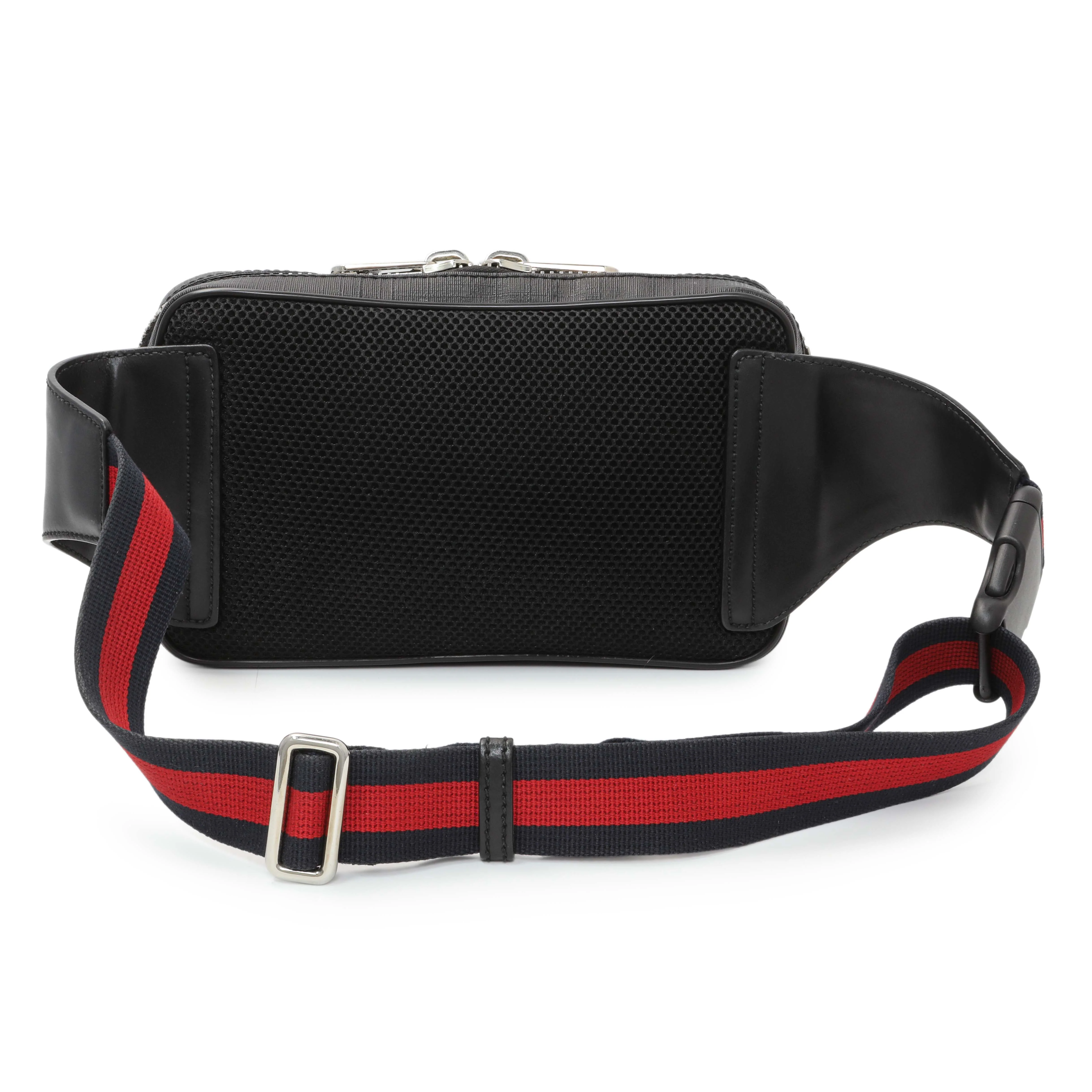 Gucci Black Soft GG Supreme Monogram Web Belt Bag - Image 2
