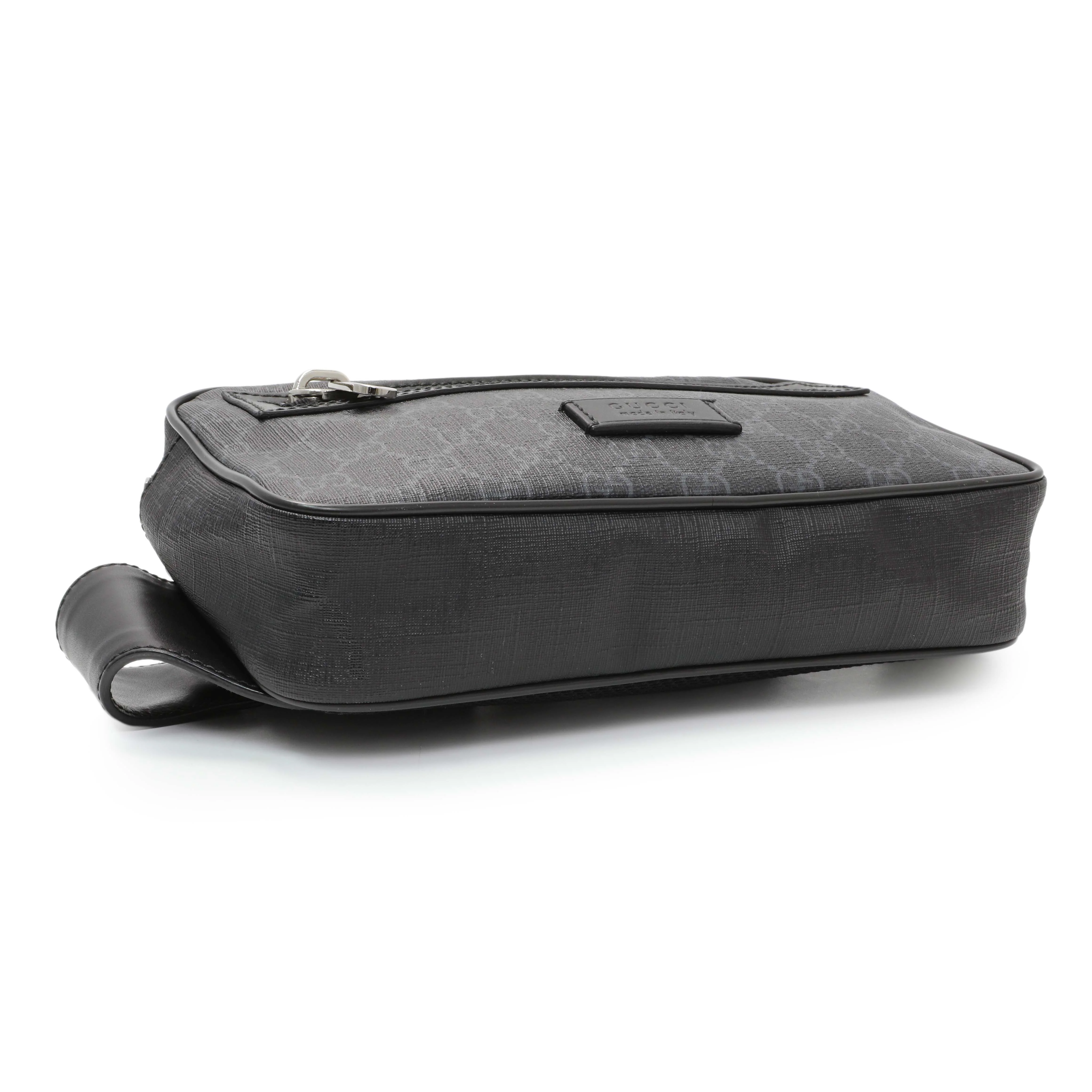 Gucci Black Soft GG Supreme Monogram Web Belt Bag - Image 3