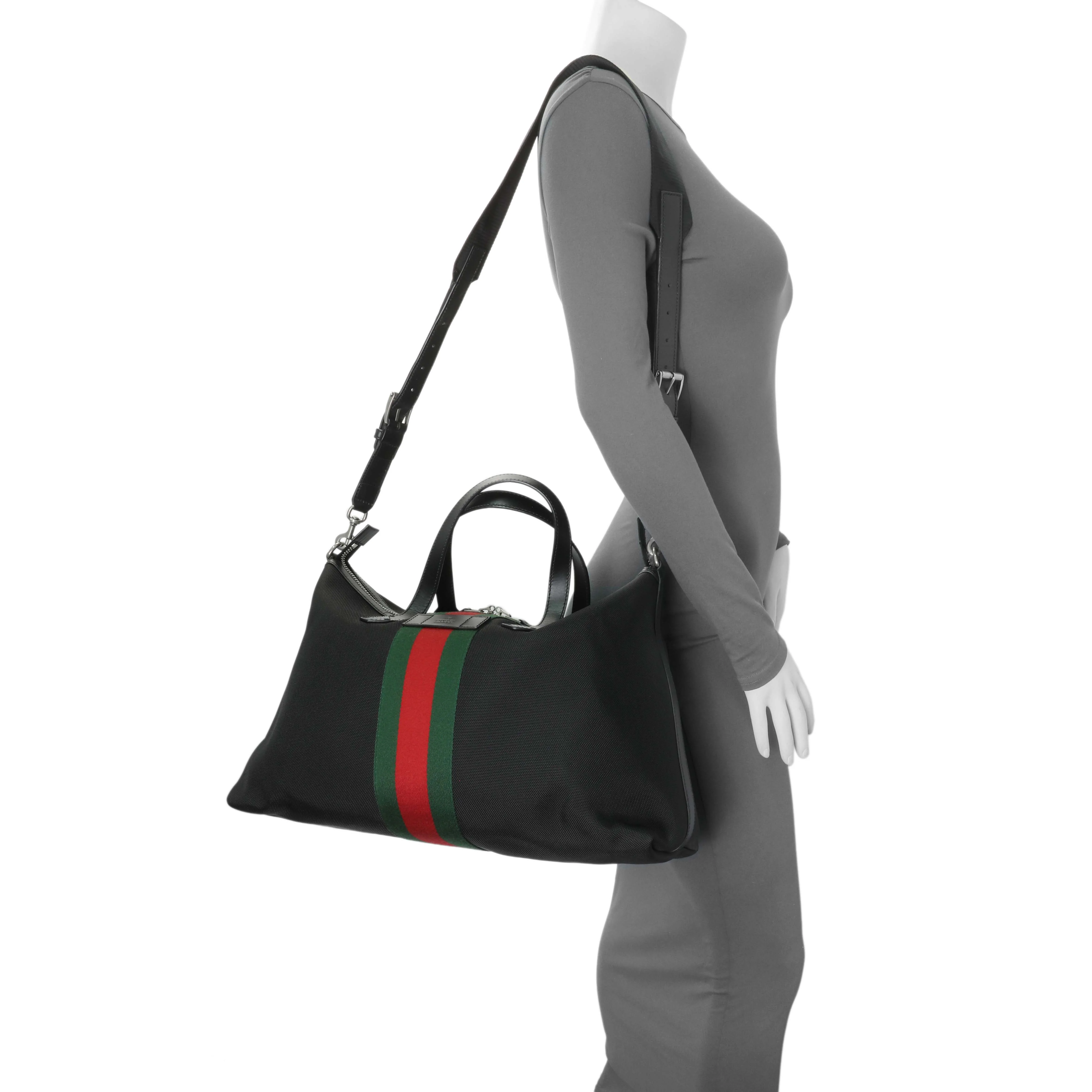 Gucci Black Techno Canvas Web Duffle - Image 7