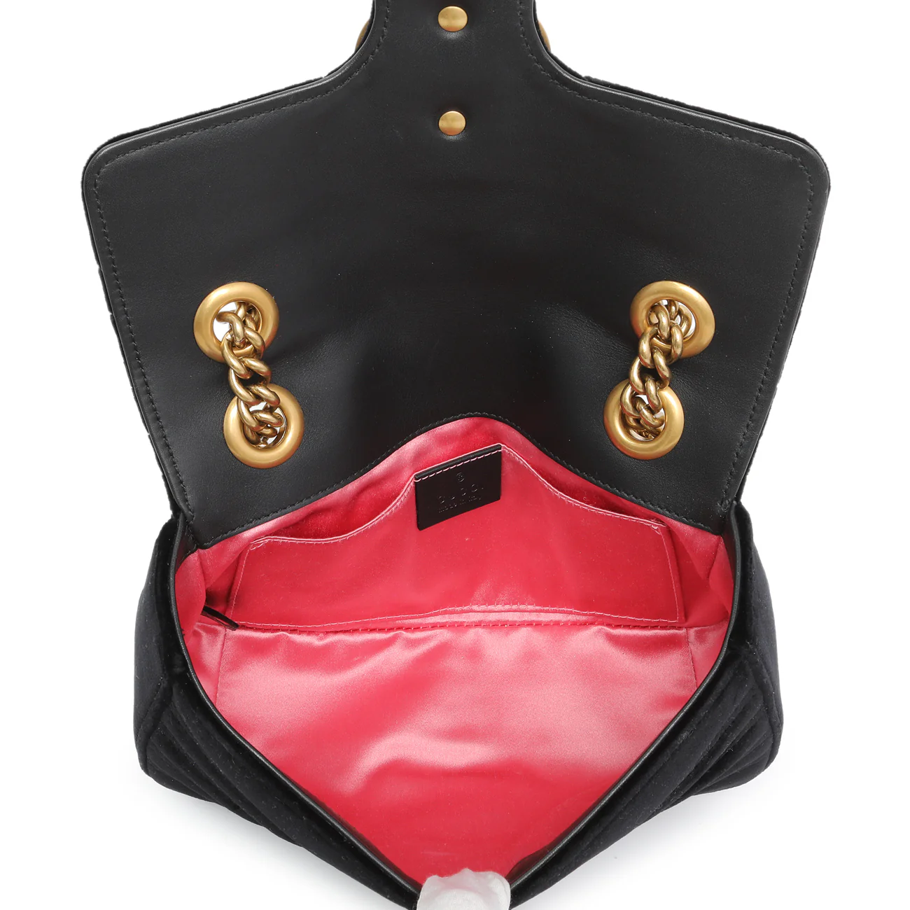 Gucci Black Velvet Matelasse Mini GG Marmont Shoulder Bag - Image 8