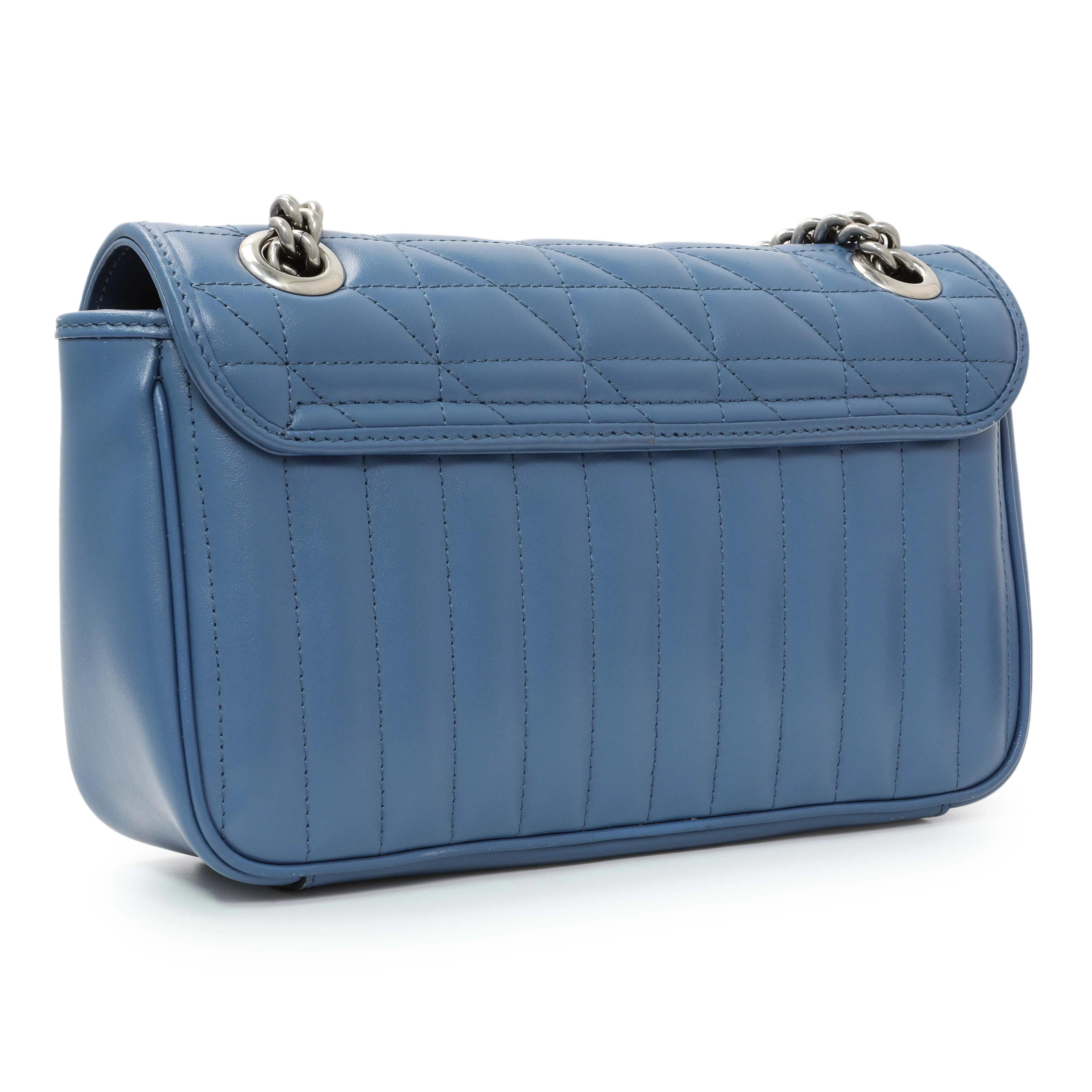 Gucci Blue Calfskin Matelasse Aria Small GG Marmont Shoulder Bag - Image 2