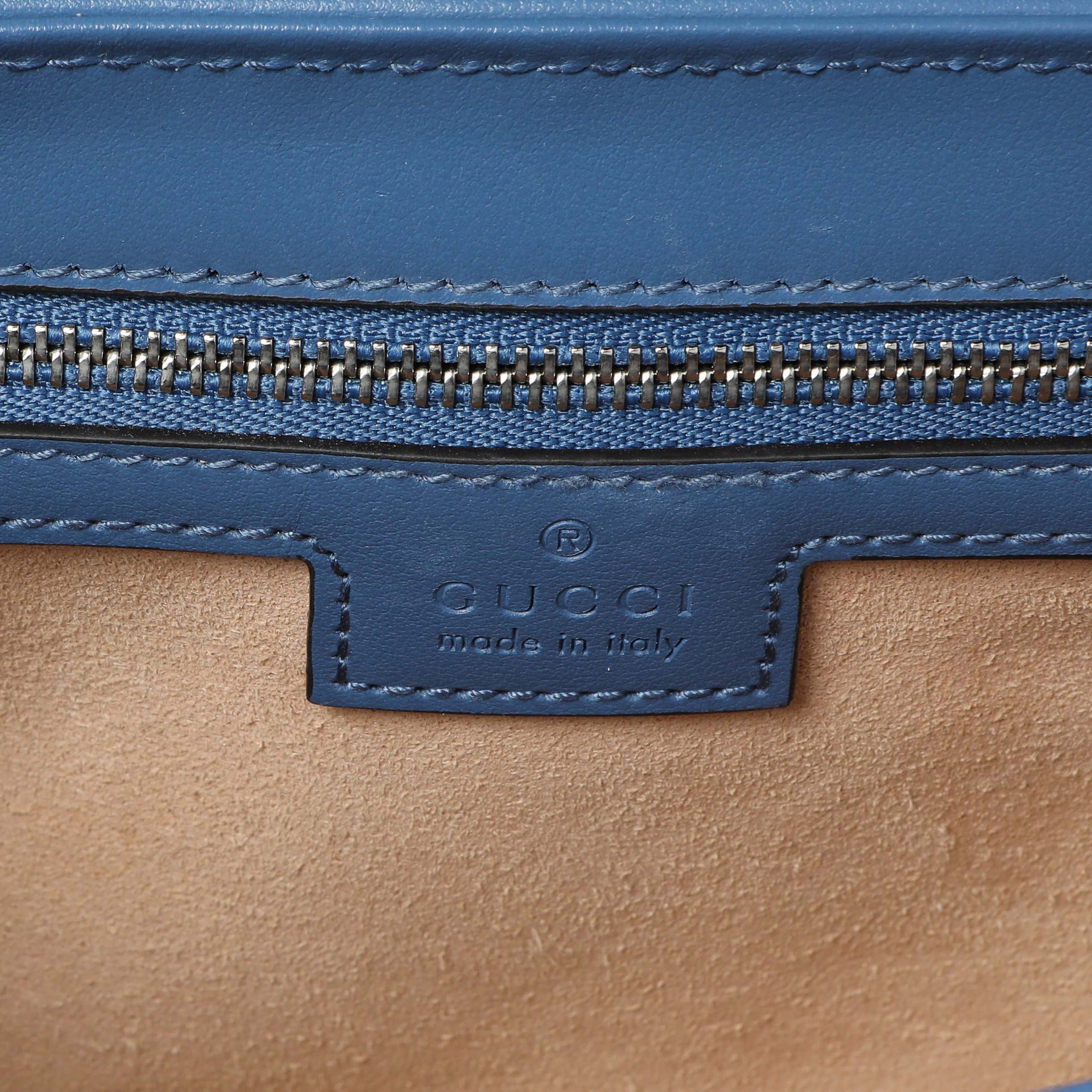 Gucci Blue Calfskin Matelasse Aria Small GG Marmont Shoulder Bag - Image 9