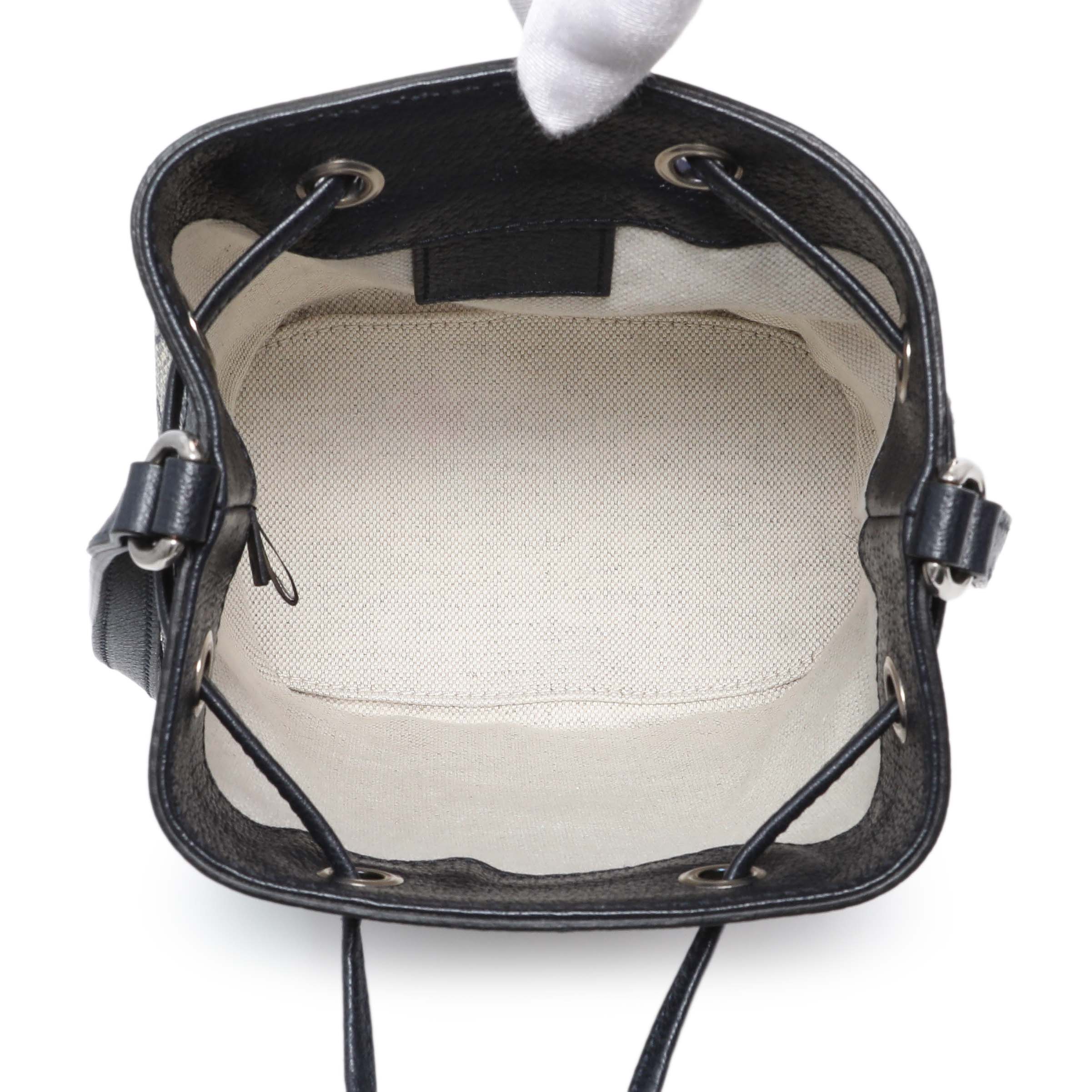 Gucci Blue GG Supreme Monogram Web Mini Ophidia Bucket Bag - Image 4