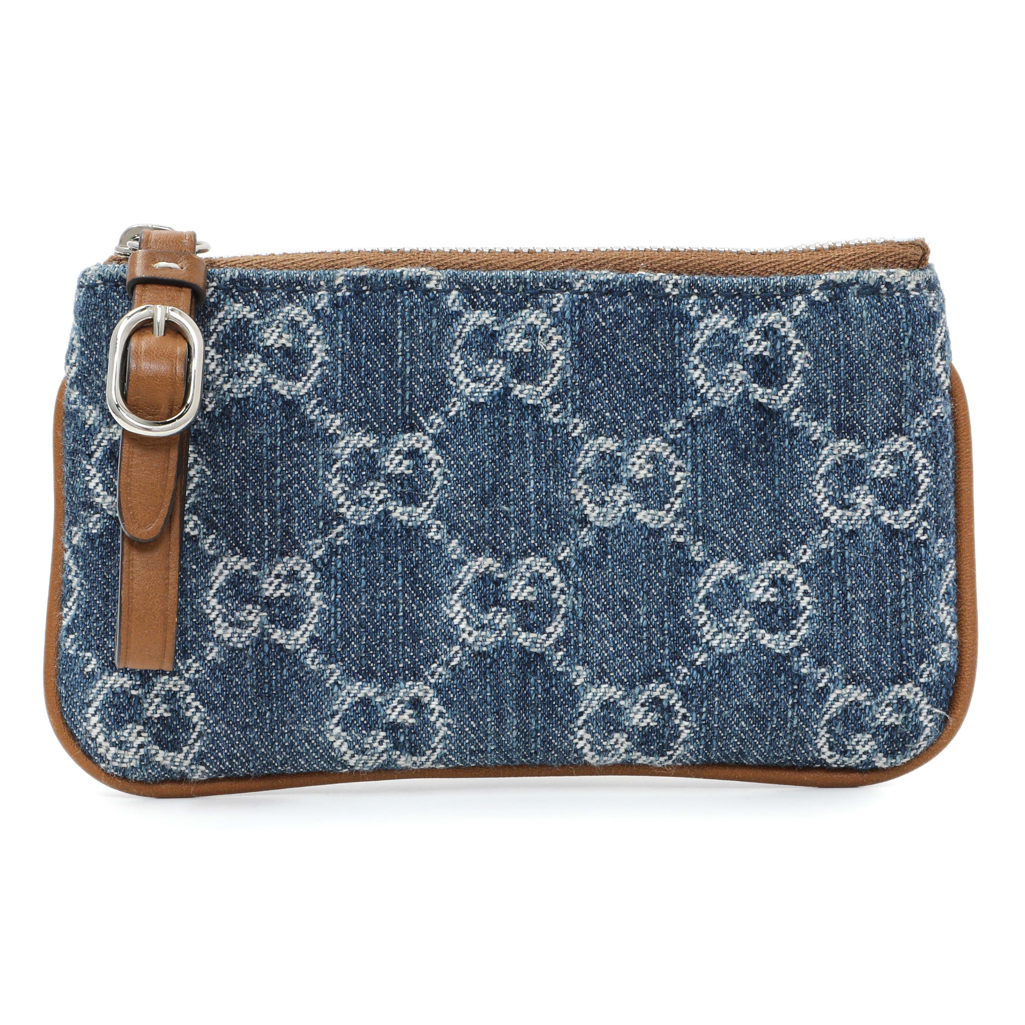Gucci Blue Monogram Denim Key Pouch