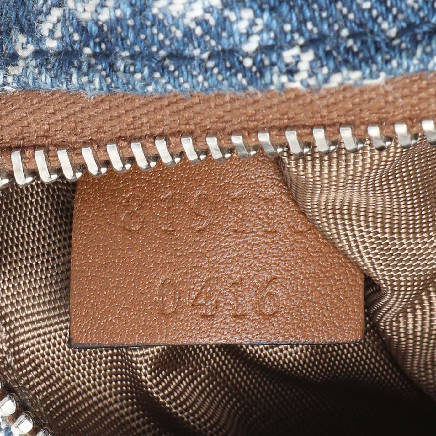 Gucci Blue Monogram Denim Key Pouch - Image 6
