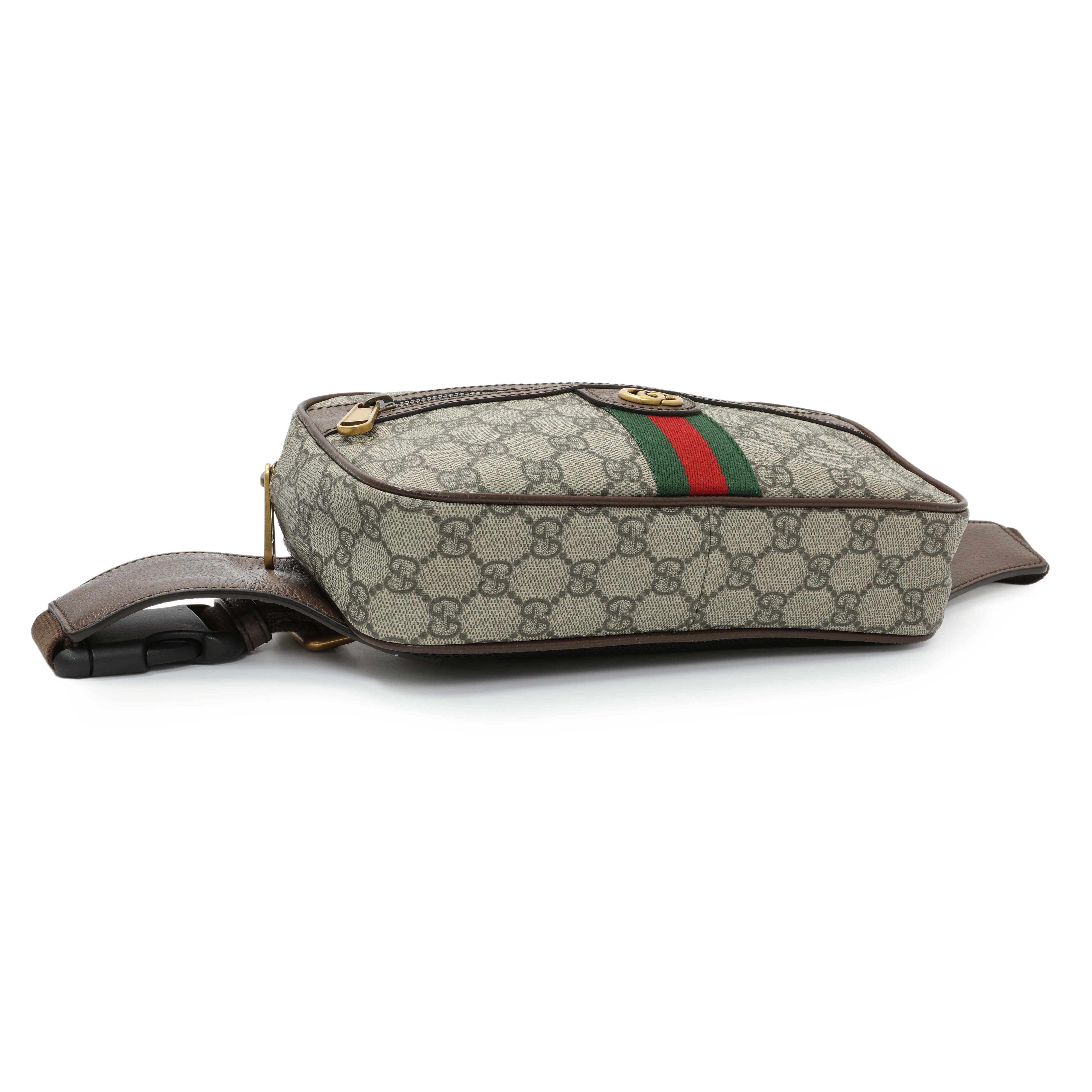 Gucci Brown Soft GG Supreme Monogram Medium Ophidia Belt Bag - Image 3