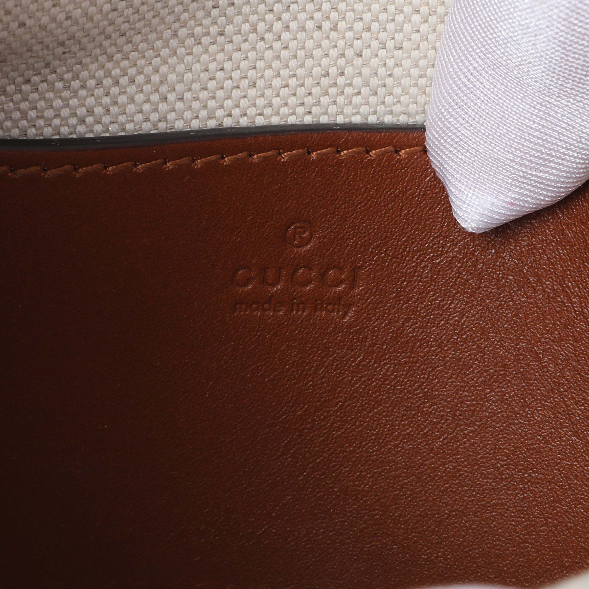Gucci Camel Ebony New Canvas Charisma Calfskin Crystal GG Monogram Mini Jackie 1961 Hobo - Image 5