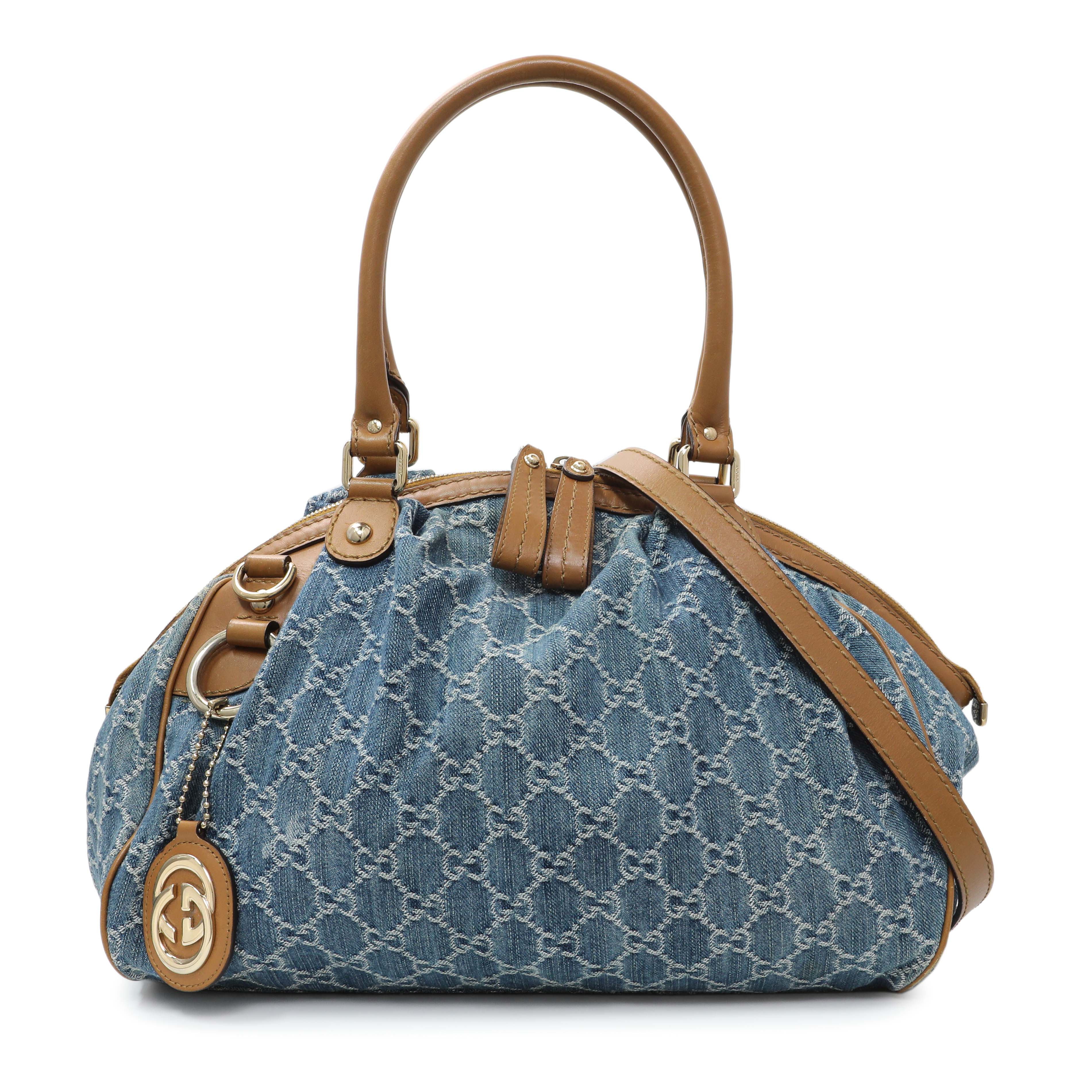 Gucci Denim Monogram Medium Sukey Boston