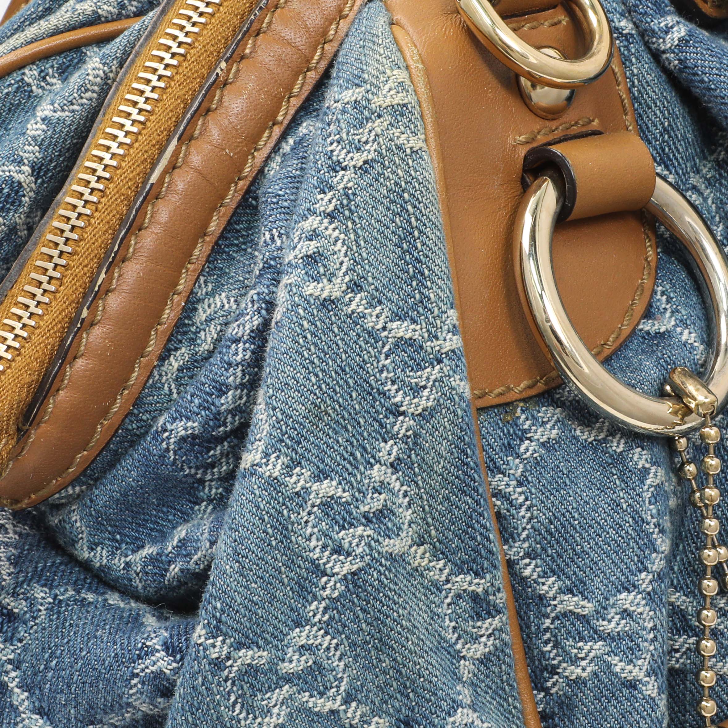 Gucci Denim Monogram Medium Sukey Boston - Image 11