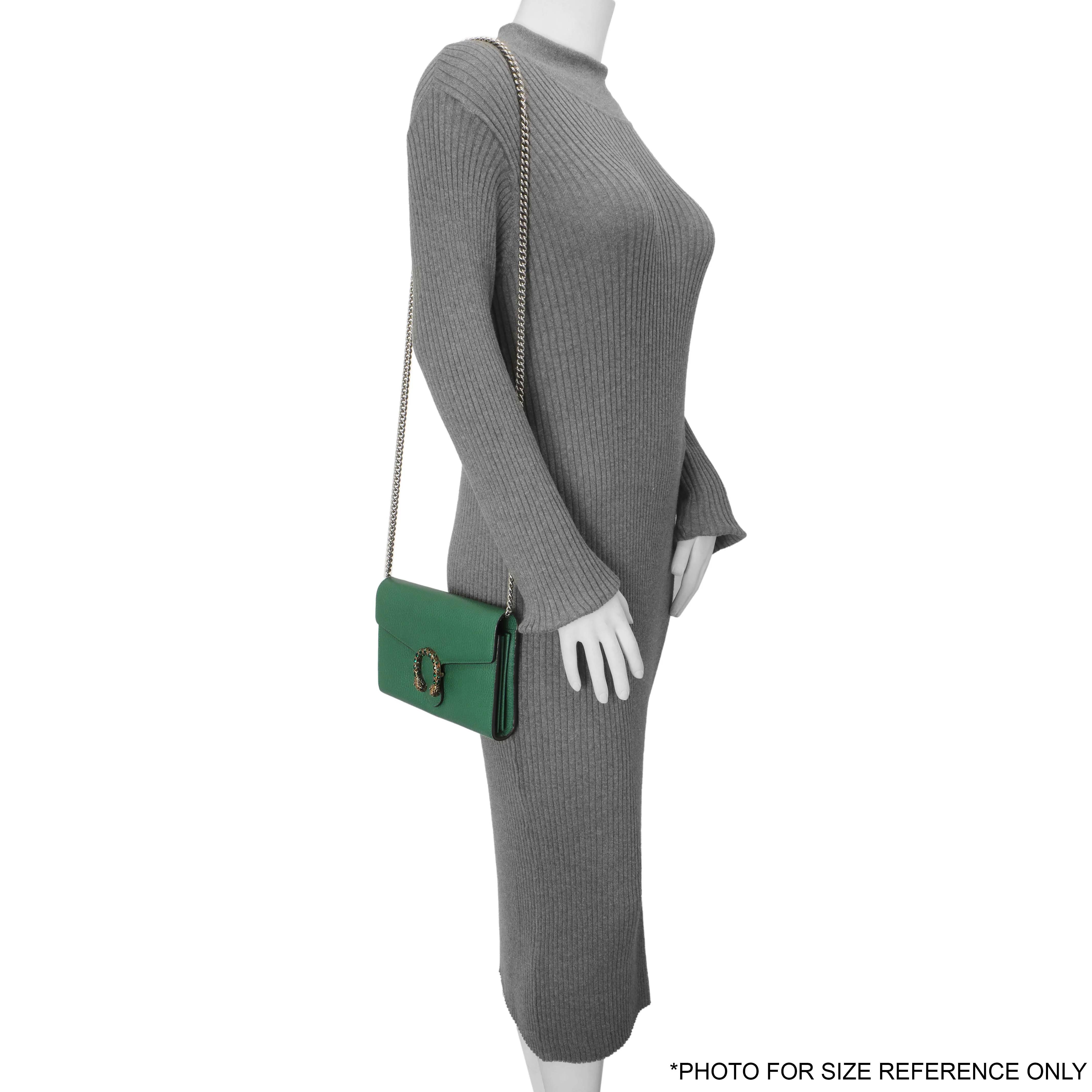 Gucci Emerald Calfskin Mini Dionysus Chain Wallet - Image 11