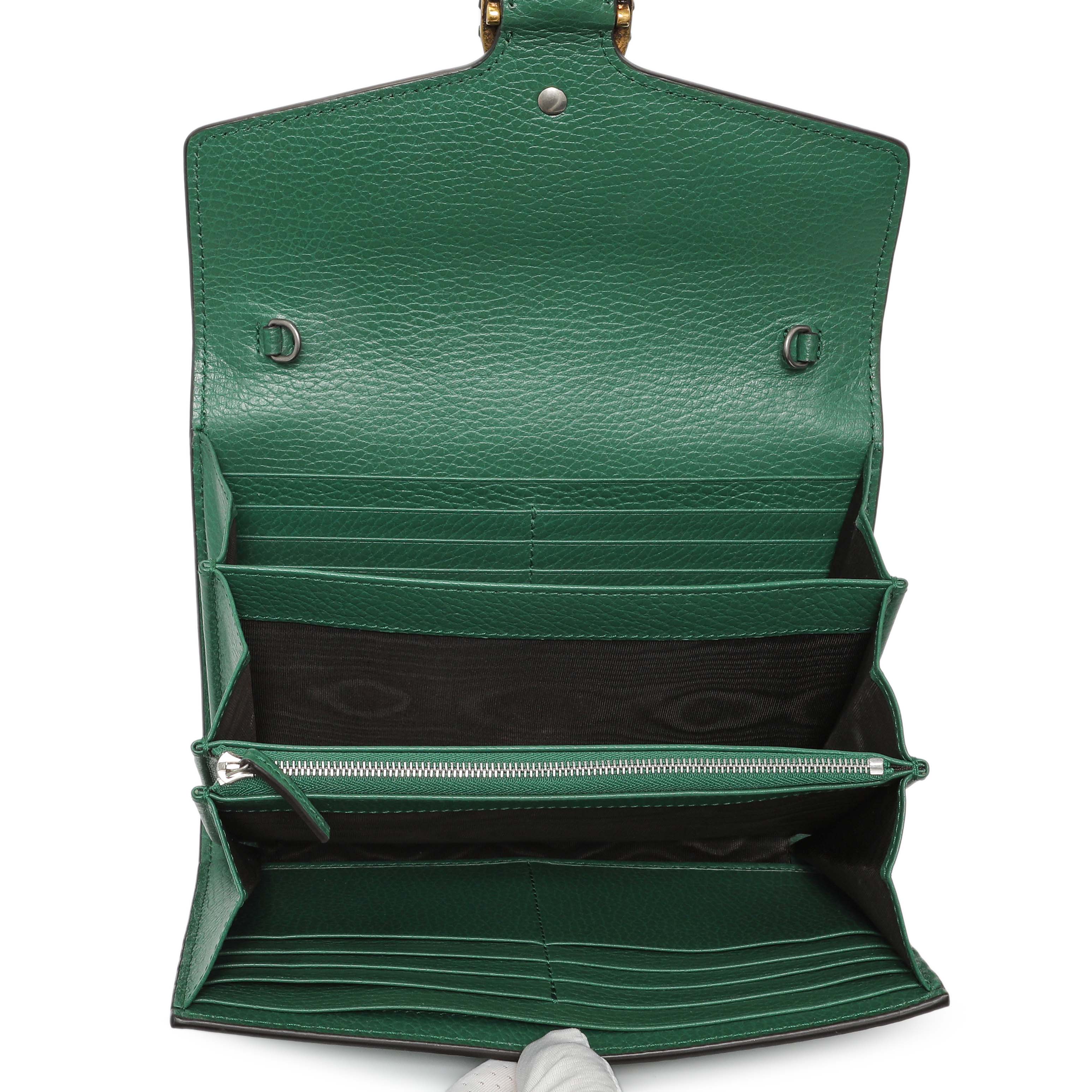 Gucci Emerald Calfskin Mini Dionysus Chain Wallet - Image 4