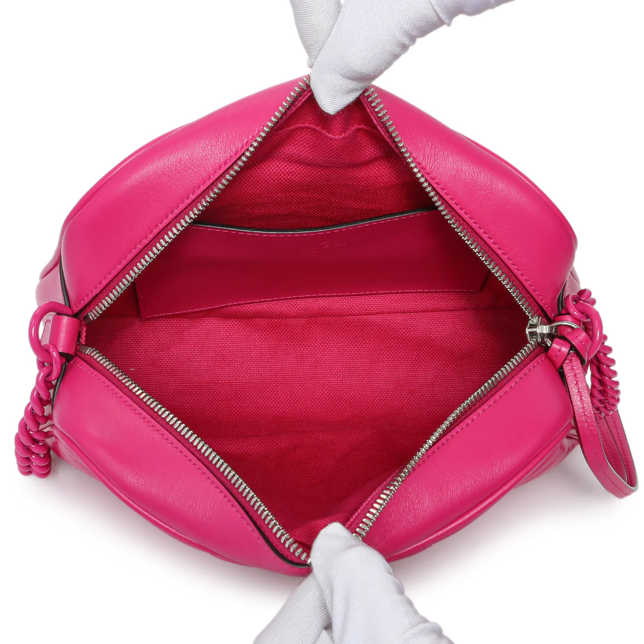 Gucci Fuxia Calfskin Marmont Chain Bag - Image 8