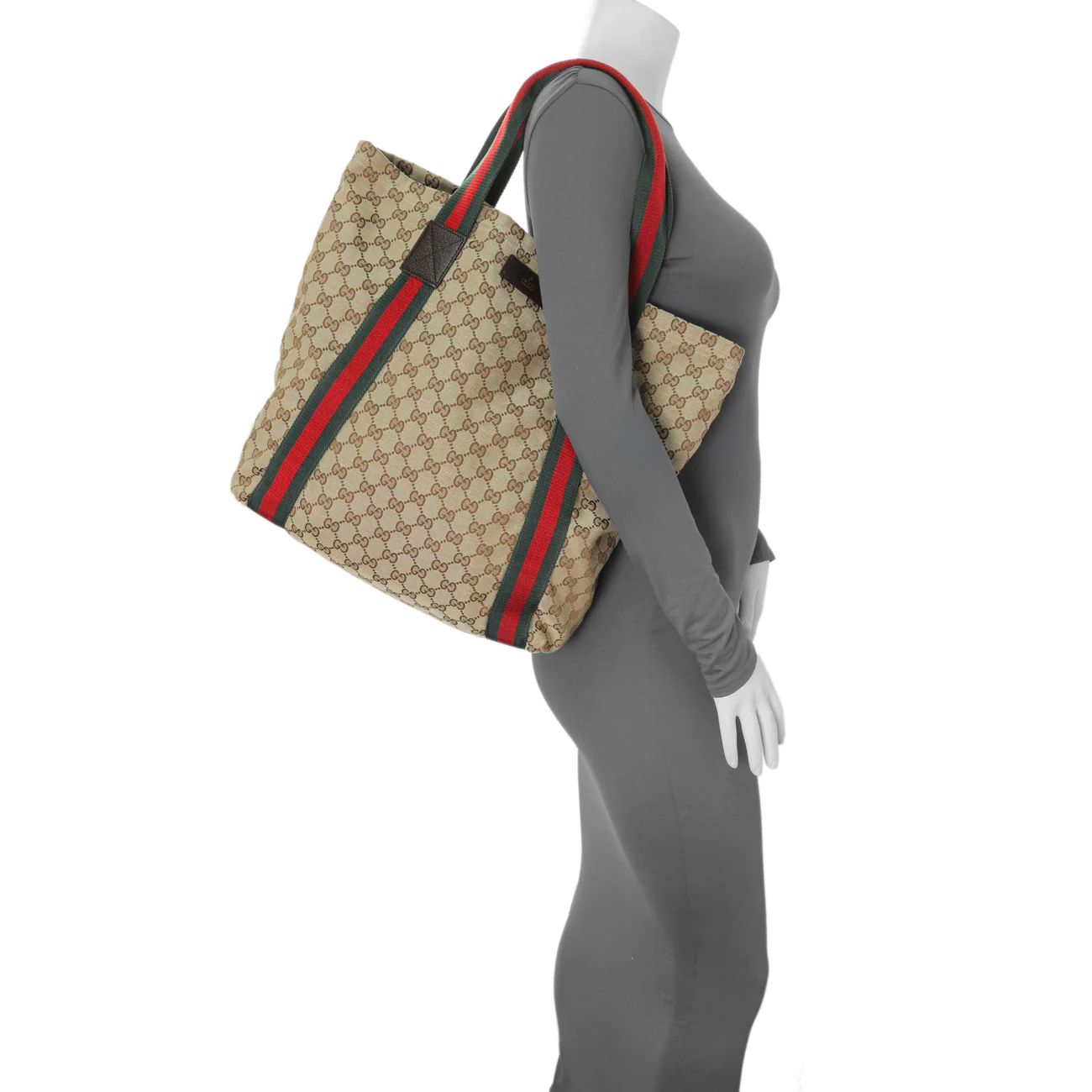 Gucci GG Monogram Medium Web Handle Vertical Tote Dark Brown - Image 7