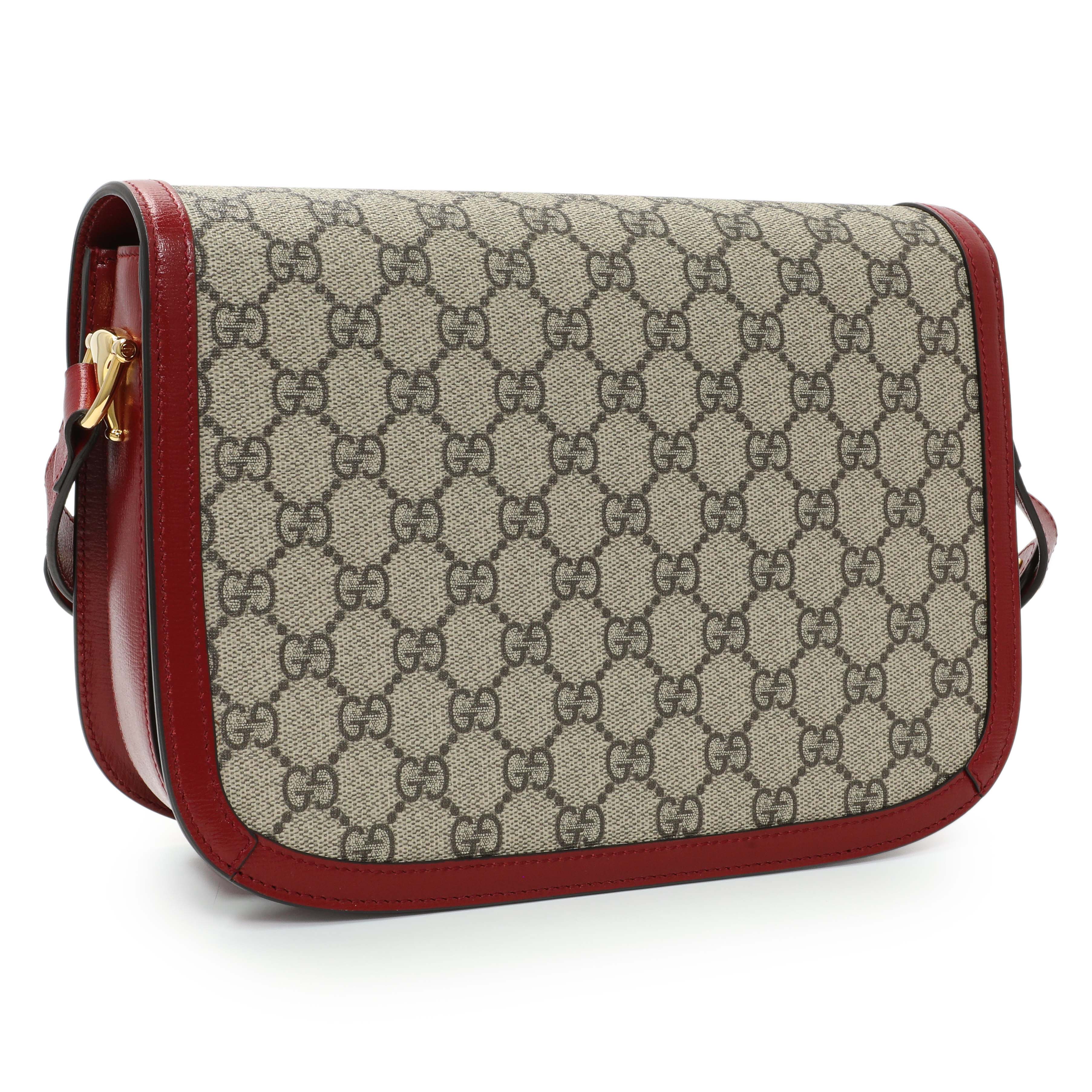 Gucci GG Supreme Monogram Azalea Calfskin Horsebit 1955 Shoulder Bag - Image 2