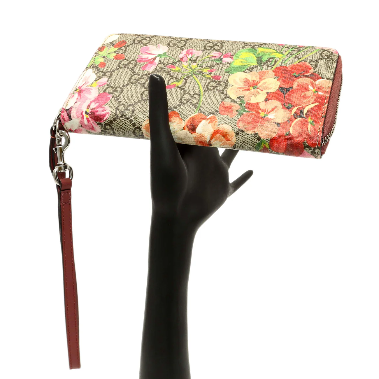 Gucci GG Supreme Monogram Blooms Wristlet Wallet - Image 9