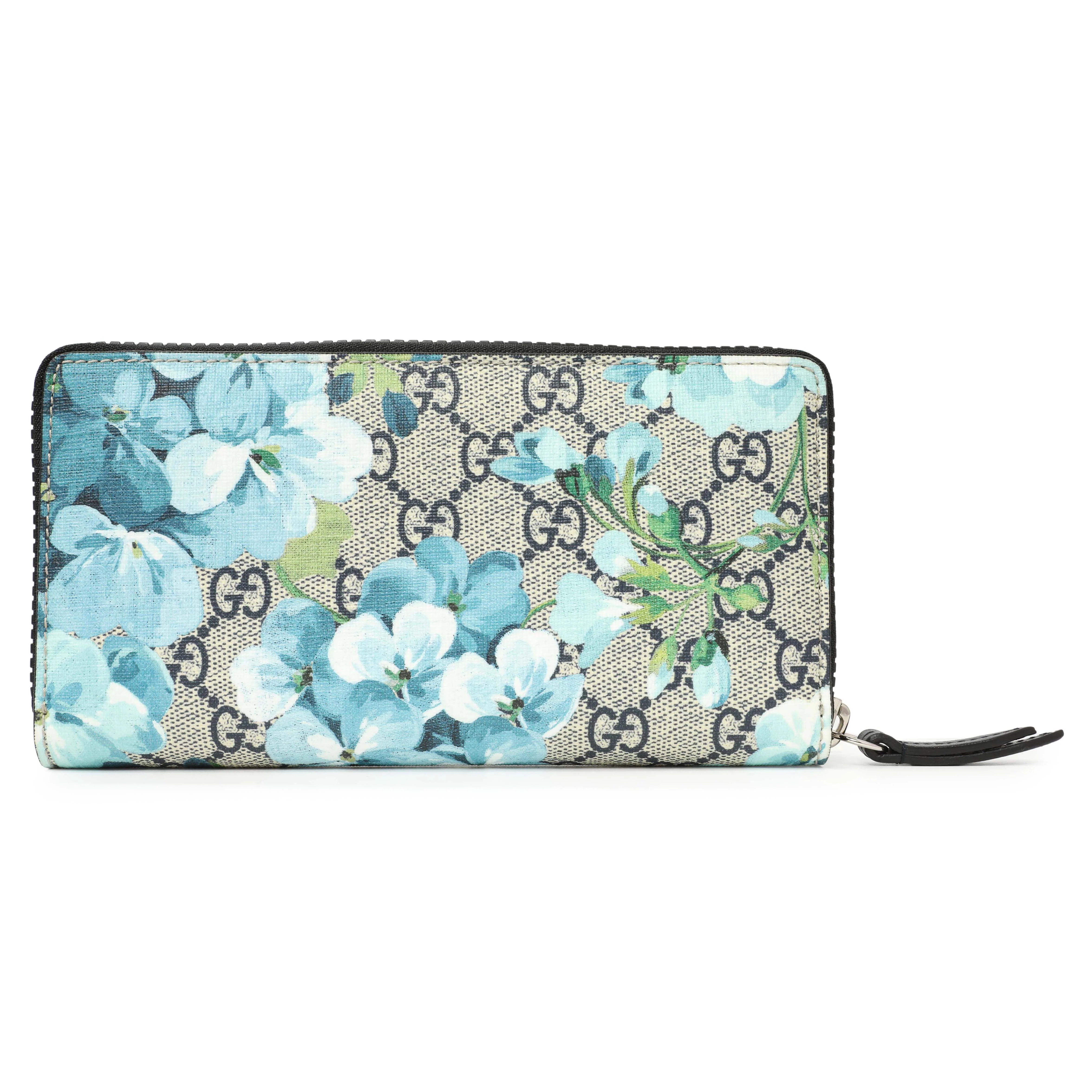 Gucci GG Supreme Monogram Blooms Zip Around Wallet - Image 2