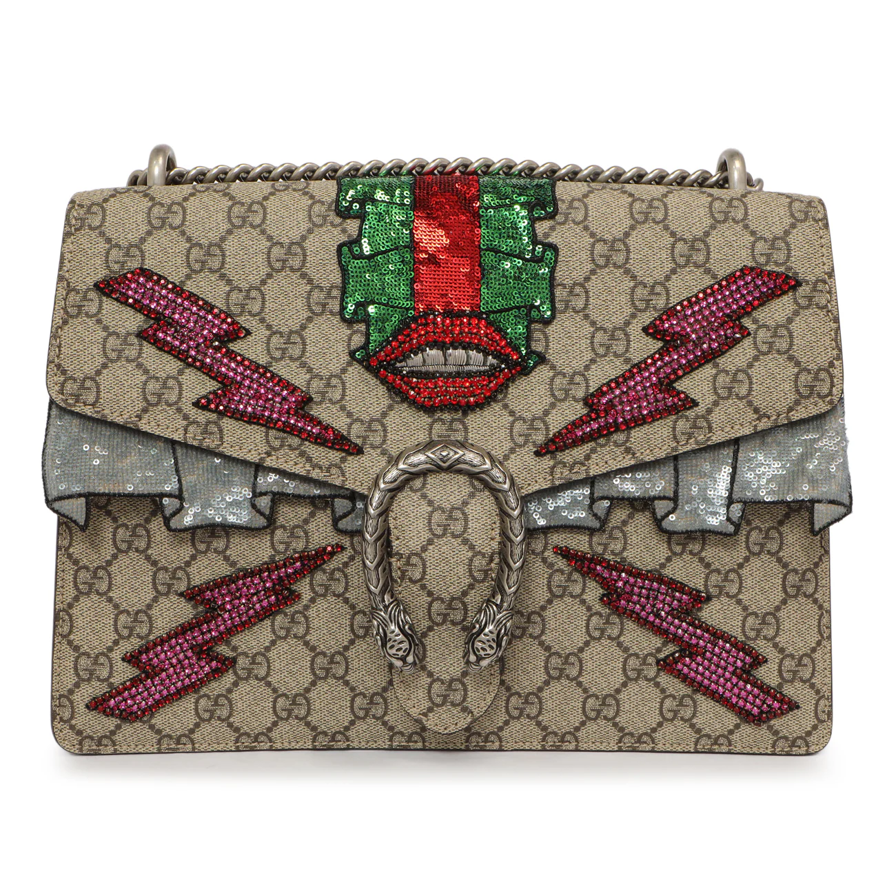 Gucci GG Supreme Monogram Lightning Embroidered Medium Dionysus Shoulder Bag - Image 2