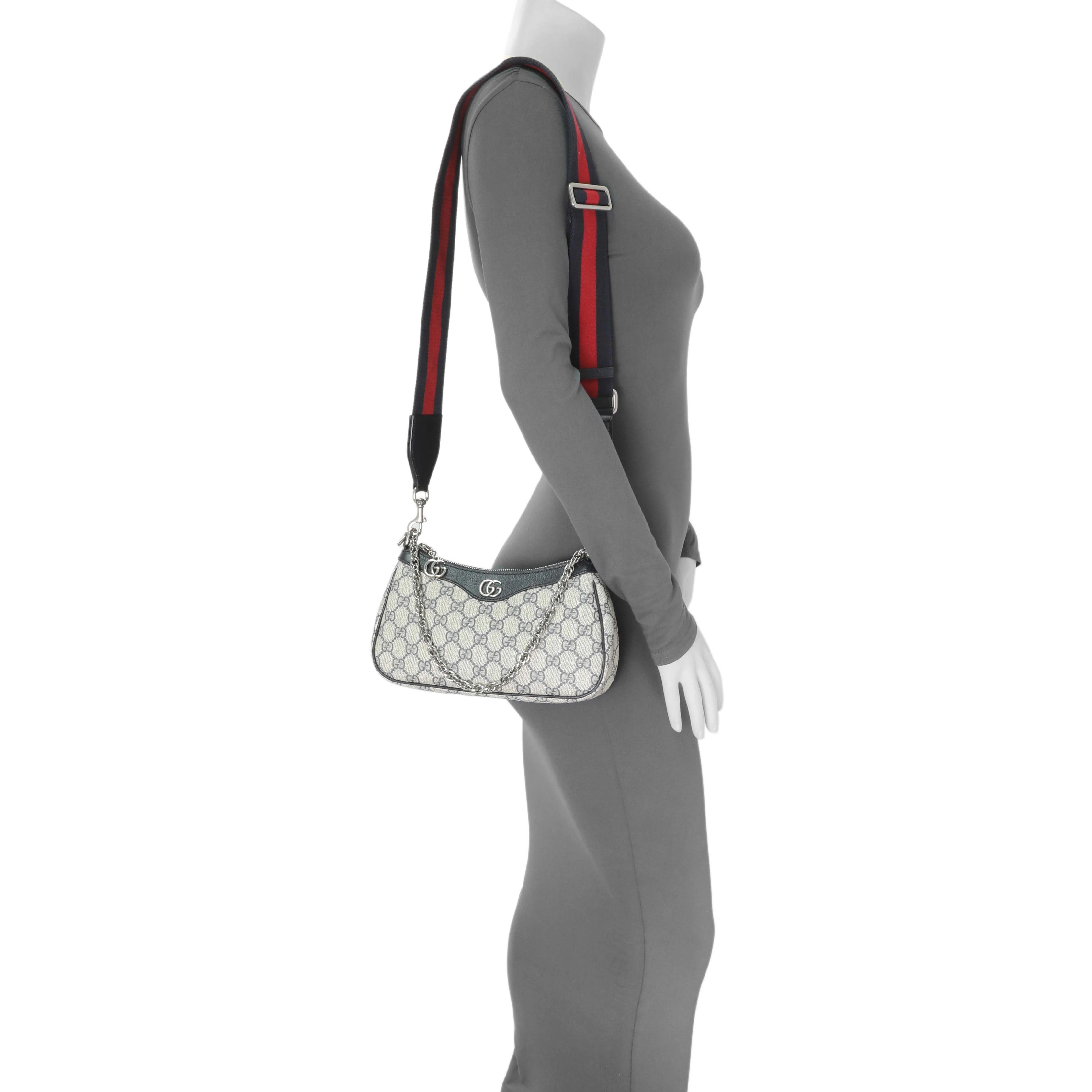 Gucci GG Supreme Monogram Textured Dollar Calfskin Web Small Ophidia Shoulder Bag - Image 7
