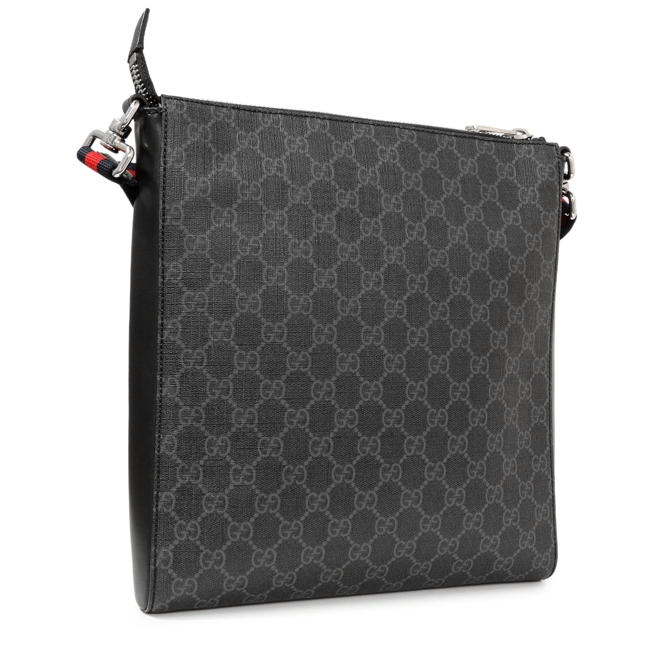 Gucci GG Supreme Monogram Web Flat Messenger Bag - Image 2