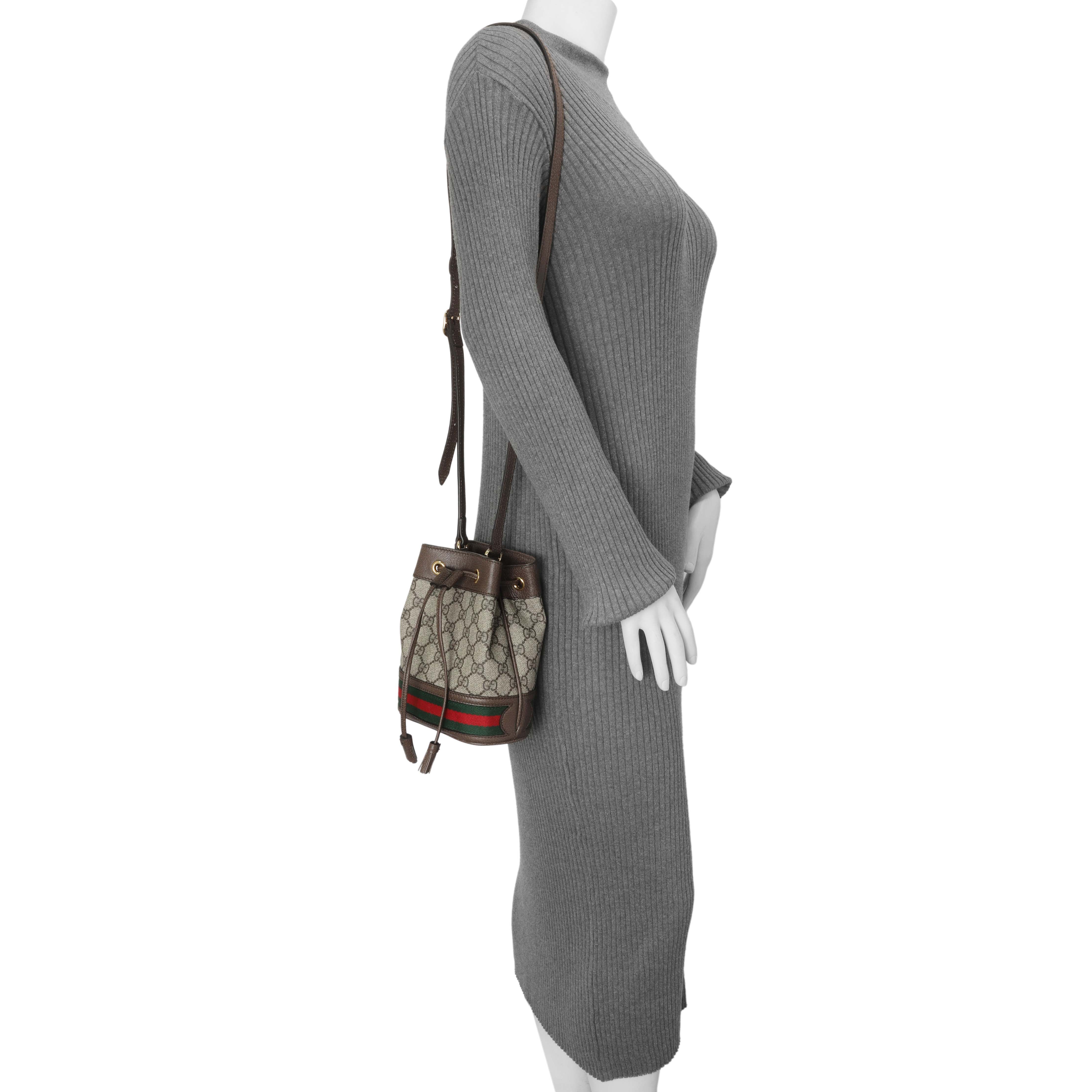Gucci GG Supreme Monogram Web Mini Ophidia Bucket Bag - Image 8