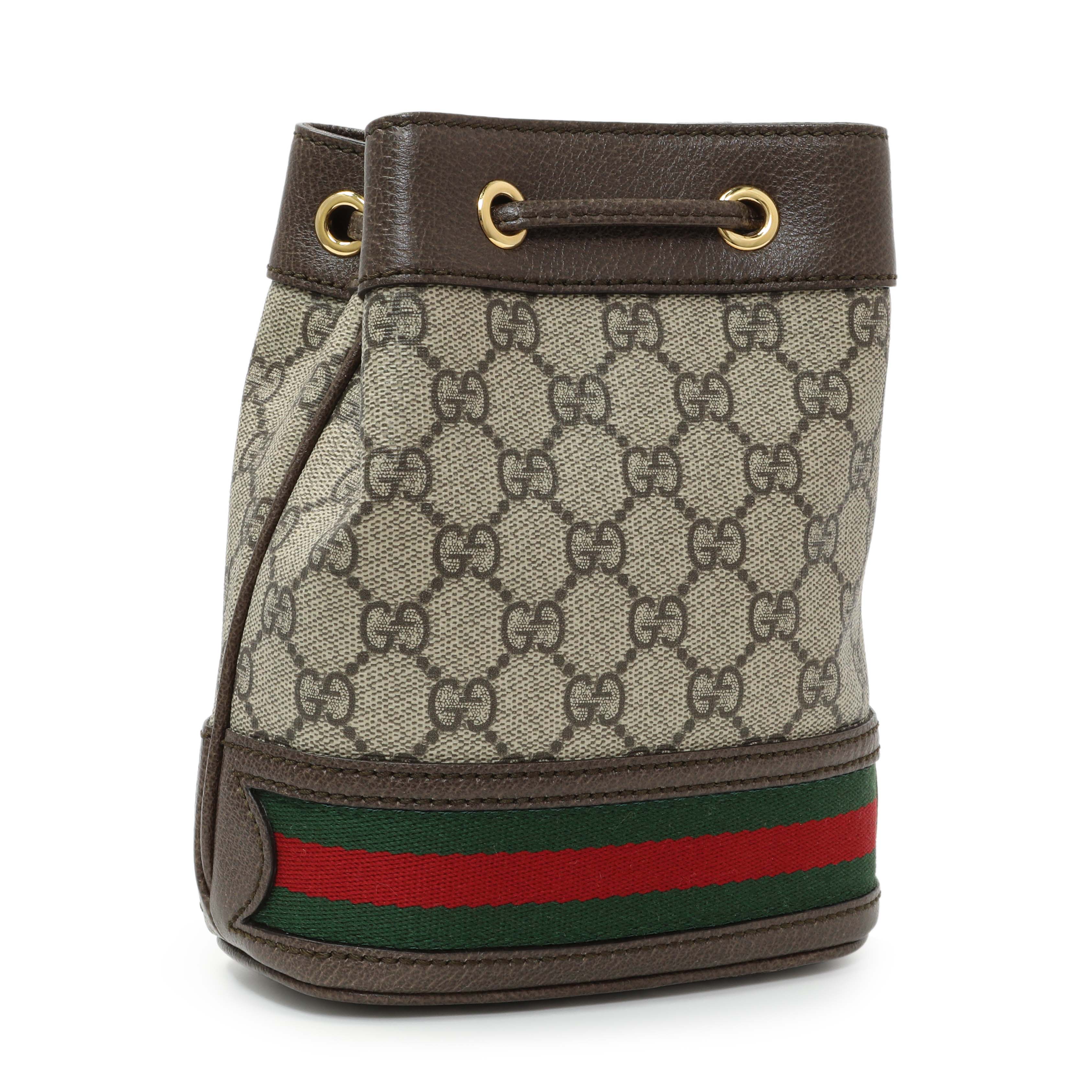 Gucci GG Supreme Monogram Web Mini Ophidia Bucket Bag - Image 2