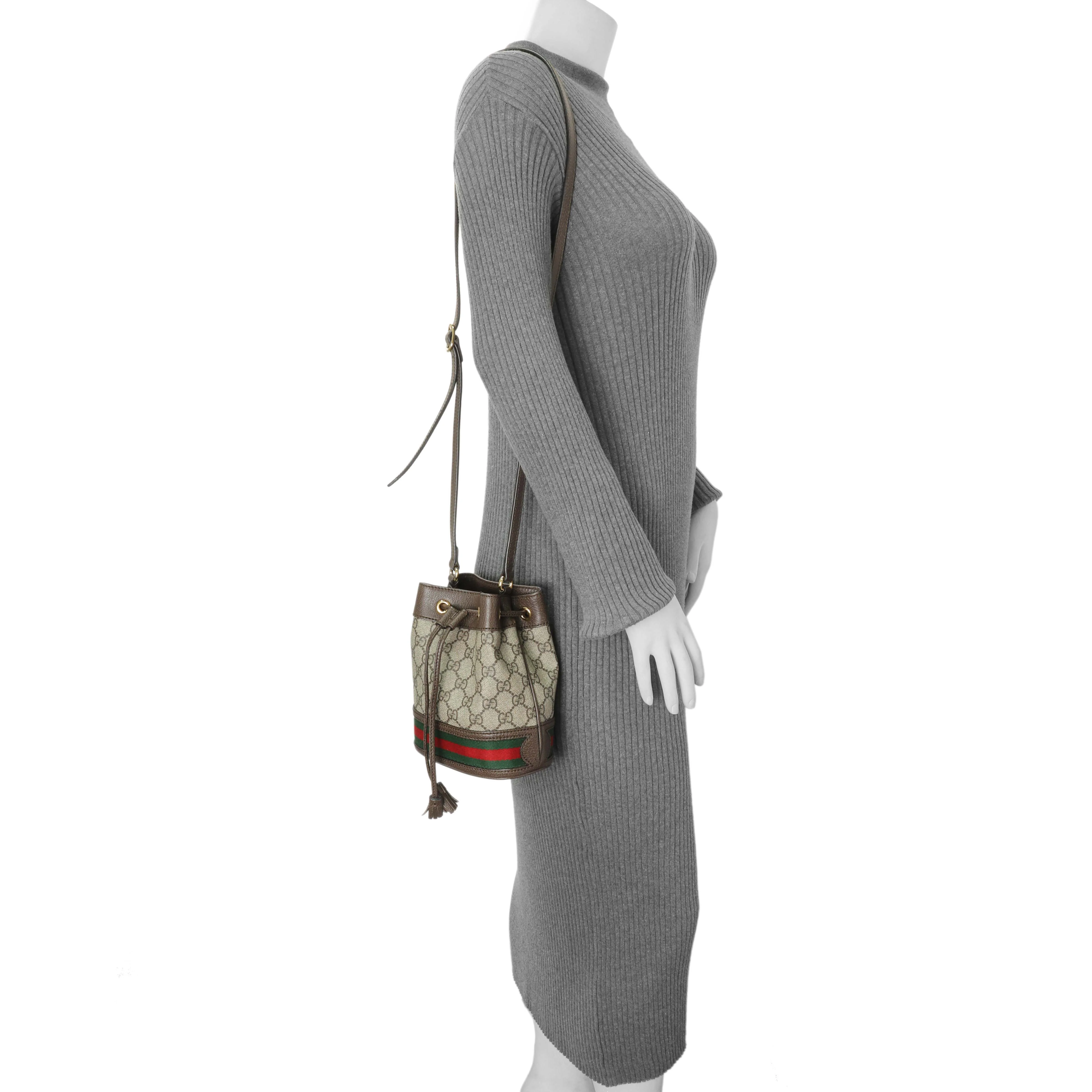 Gucci GG Supreme Monogram Web Mini Ophidia Bucket Bag - Image 7