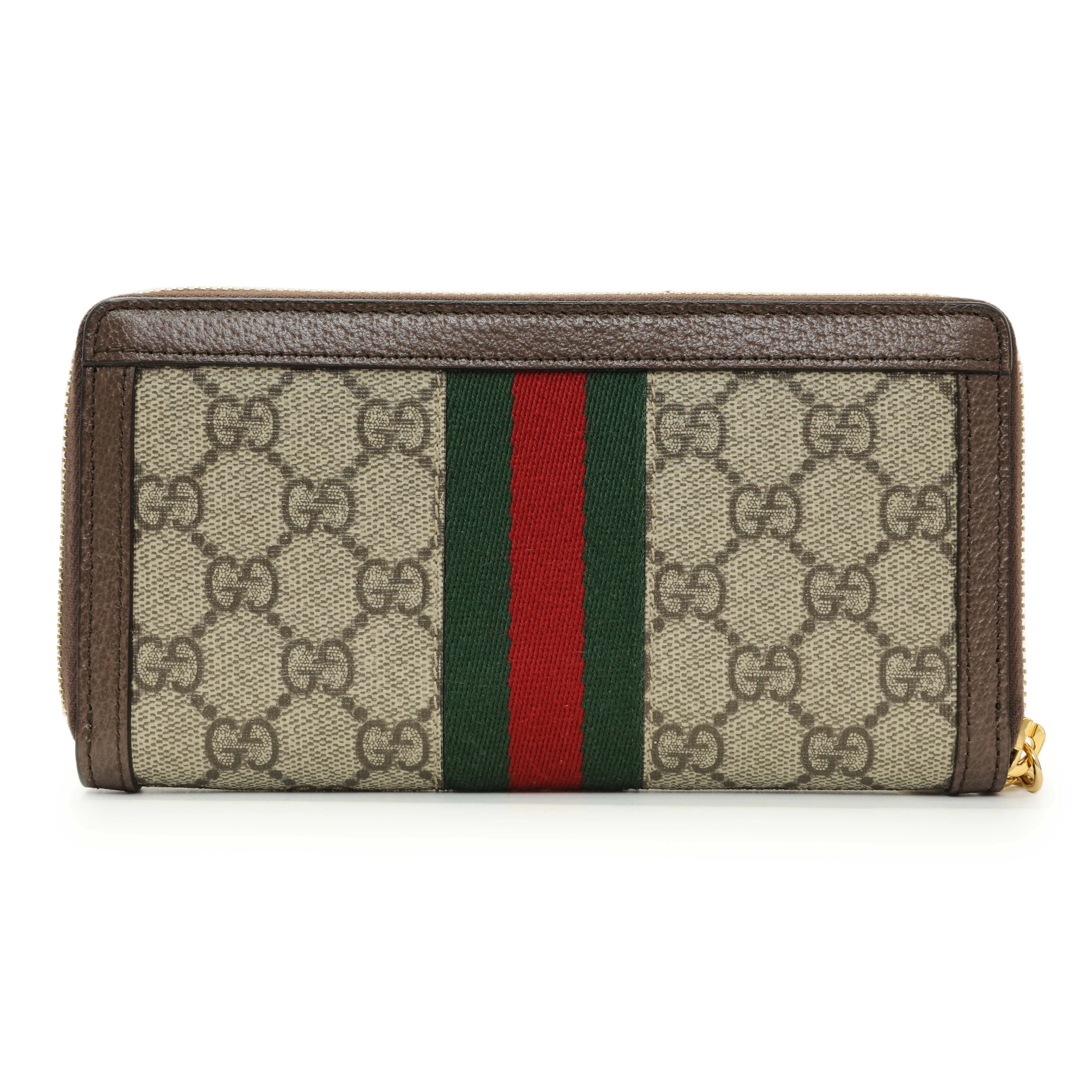 Gucci GG Supreme Monogram Web Ophidia Zip Around Wallet - Image 2