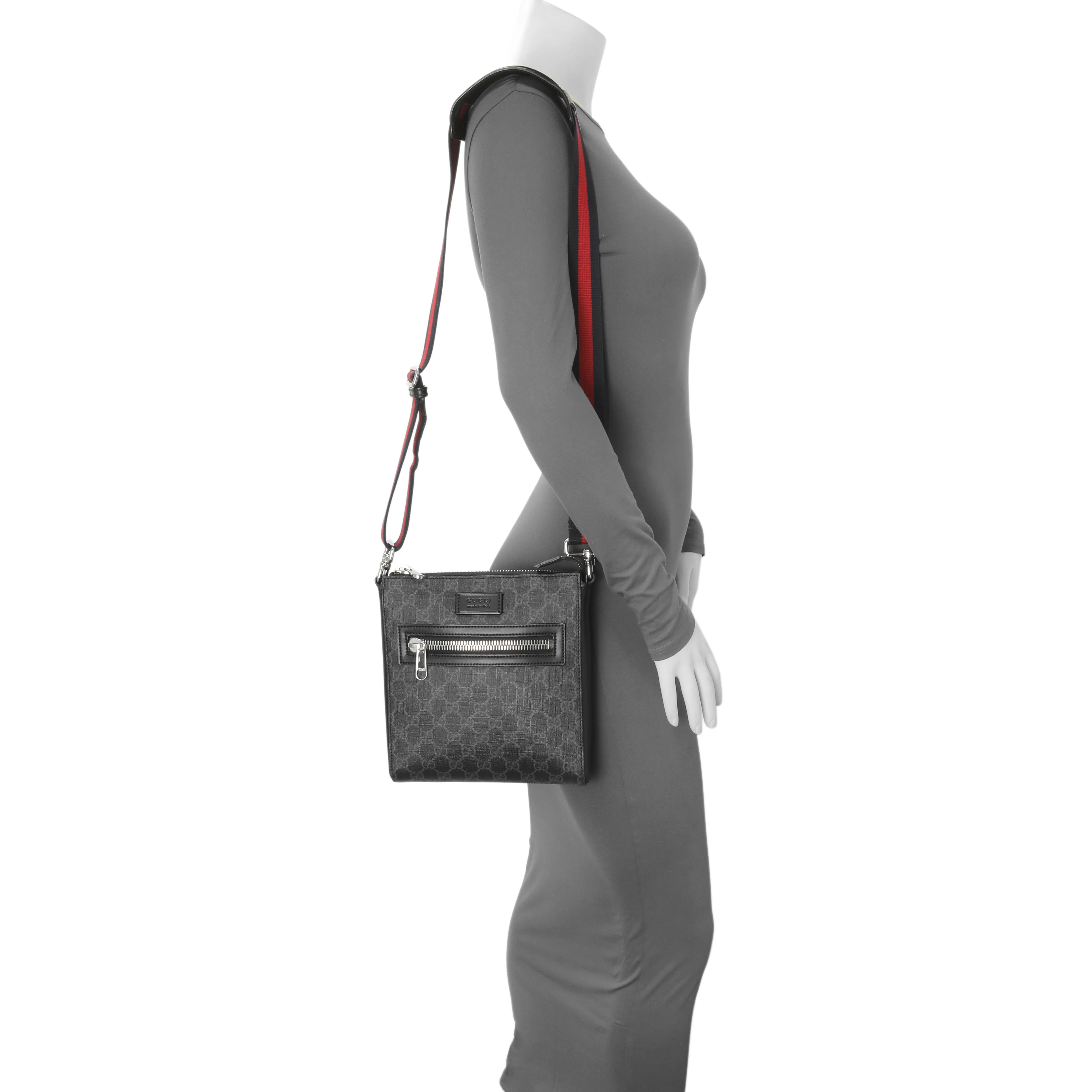 Gucci GG Supreme Monogram Web Small Flat Messenger Bag - Image 8