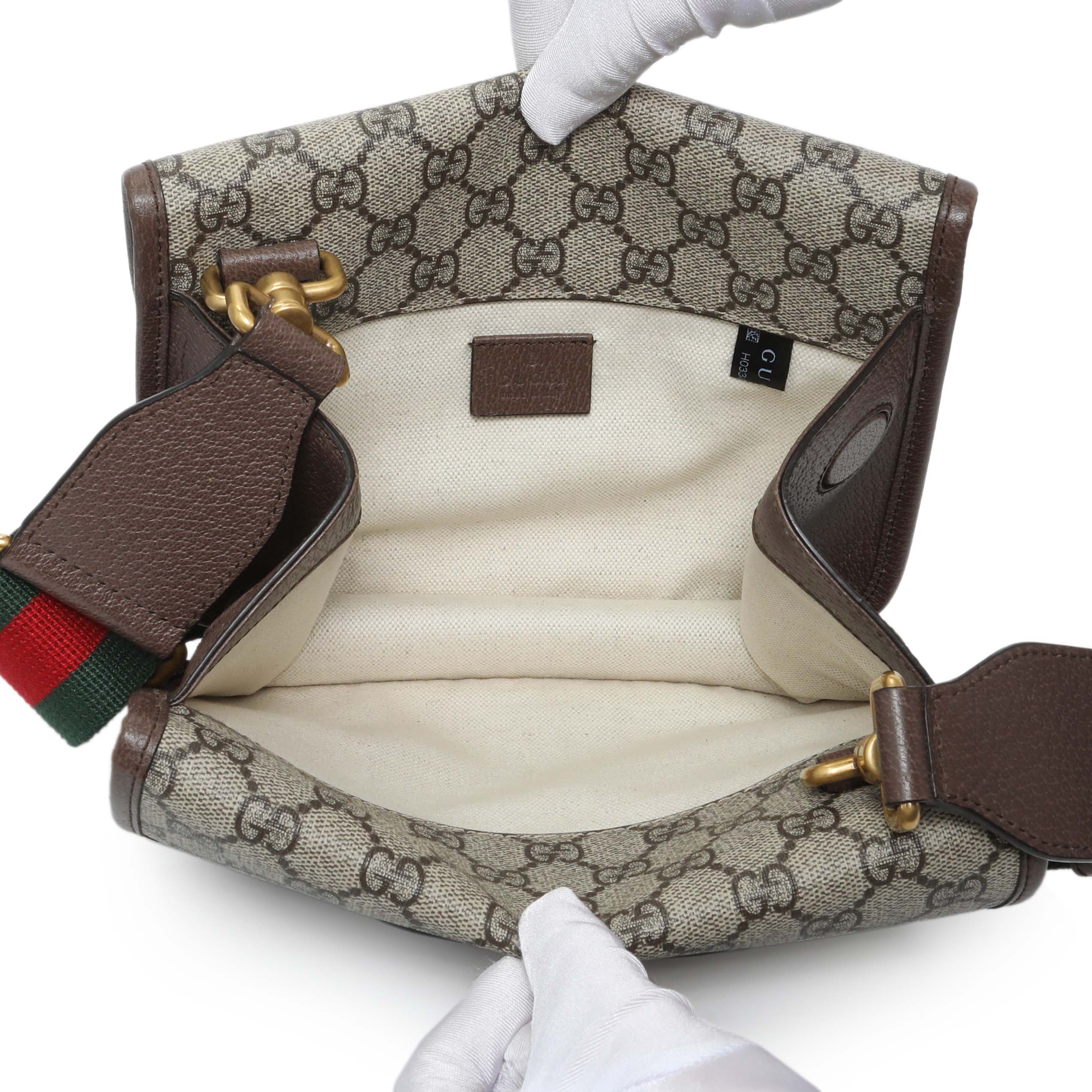 Gucci GG Supreme Monogram Web Small Neo Vintage Double Flap Messenger Bag - Image 4