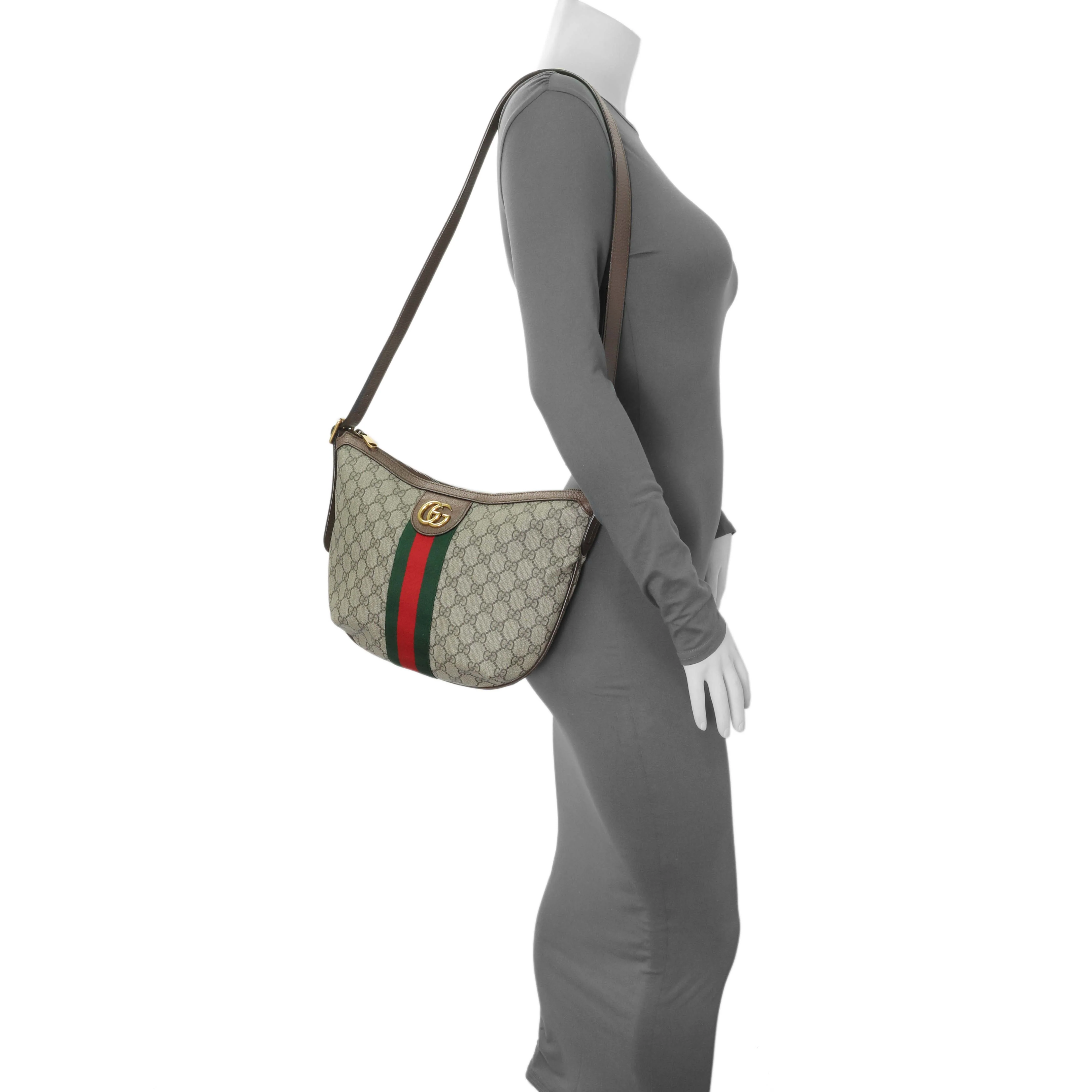 Gucci GG Supreme Monogram Web Small Ophidia Half Moon Hobo - Image 7