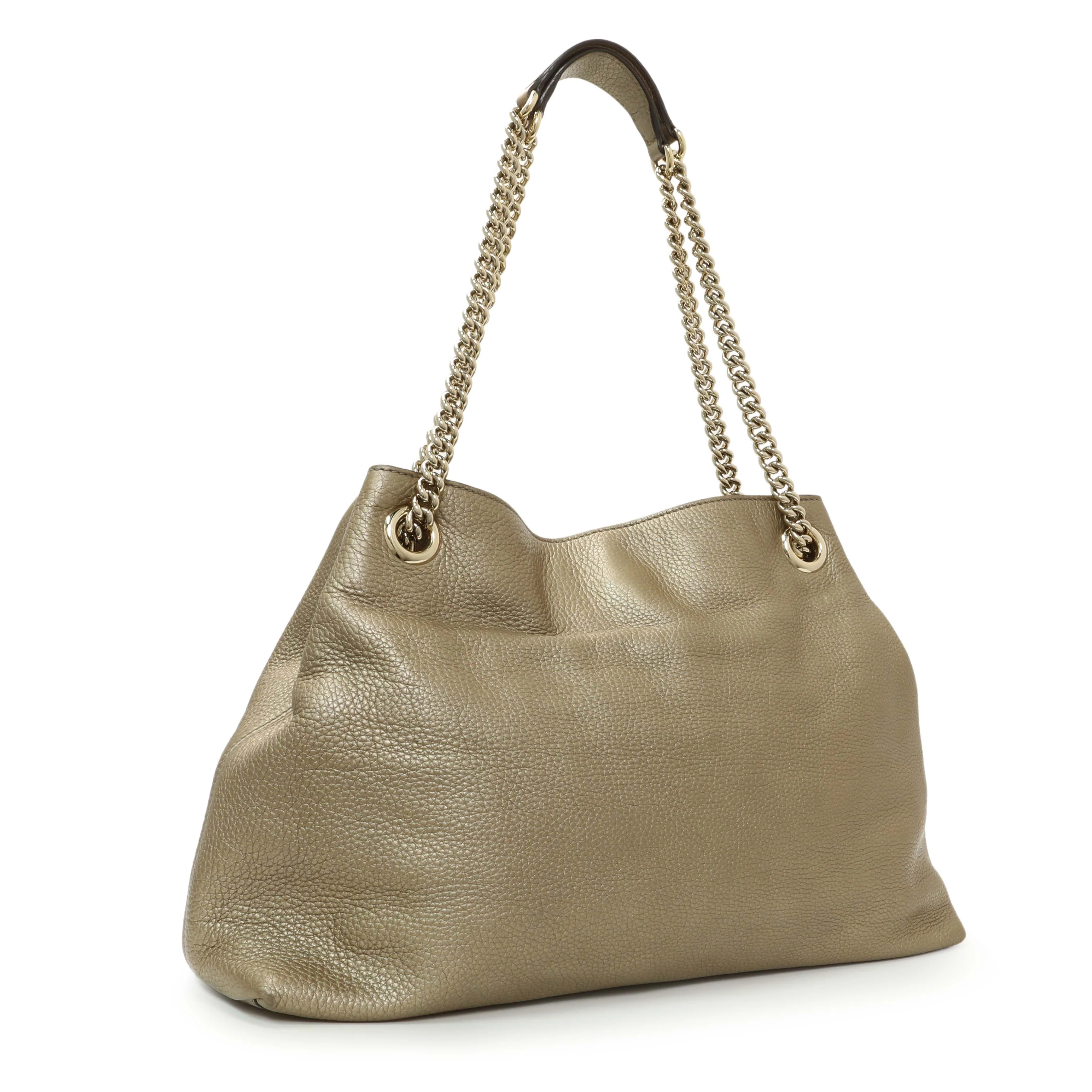 Gucci Gold Pebbled Calfskin Medium Soho Chain Shoulder Bag - Image 2