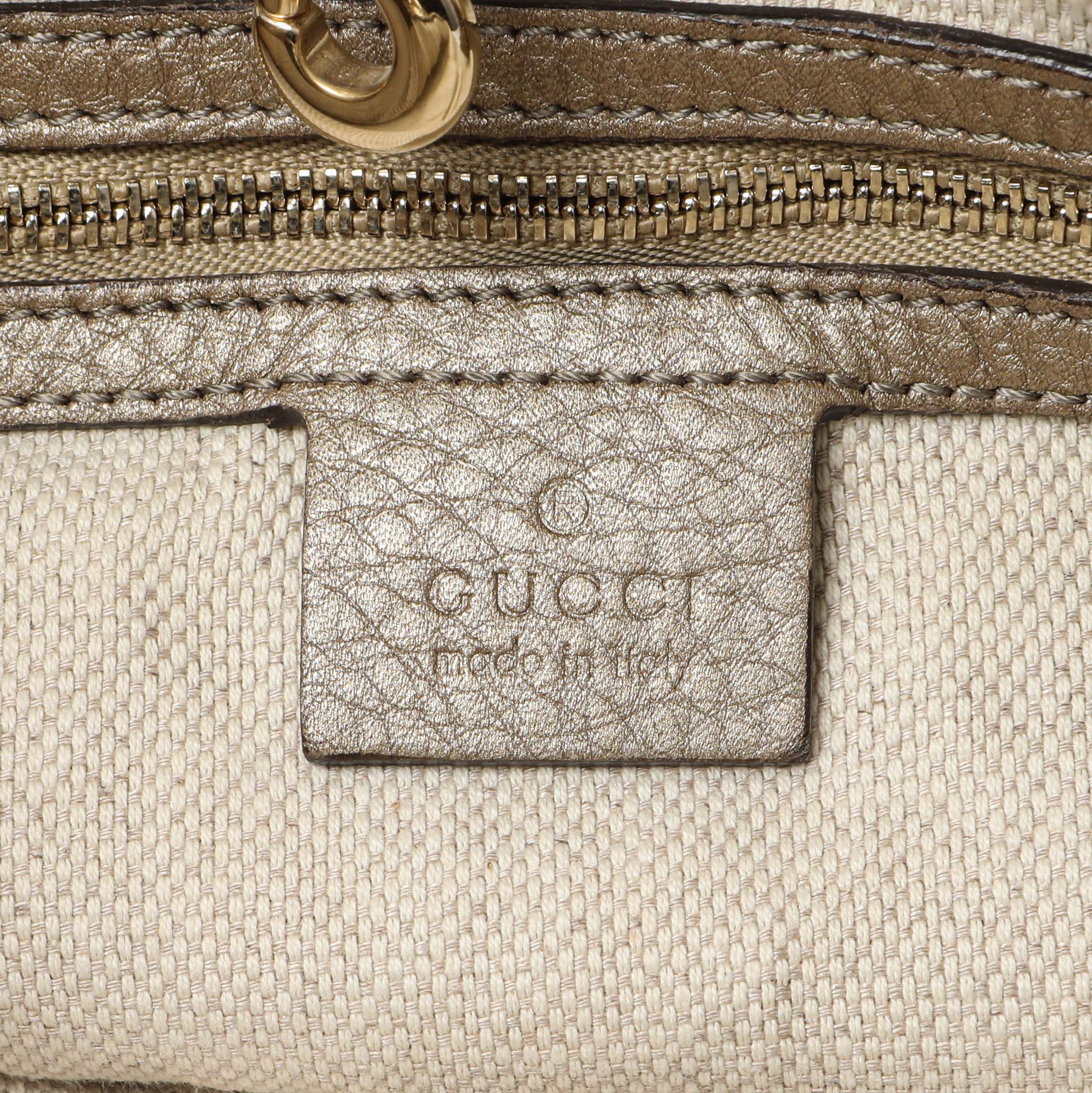 Gucci Gold Pebbled Calfskin Medium Soho Chain Shoulder Bag - Image 9
