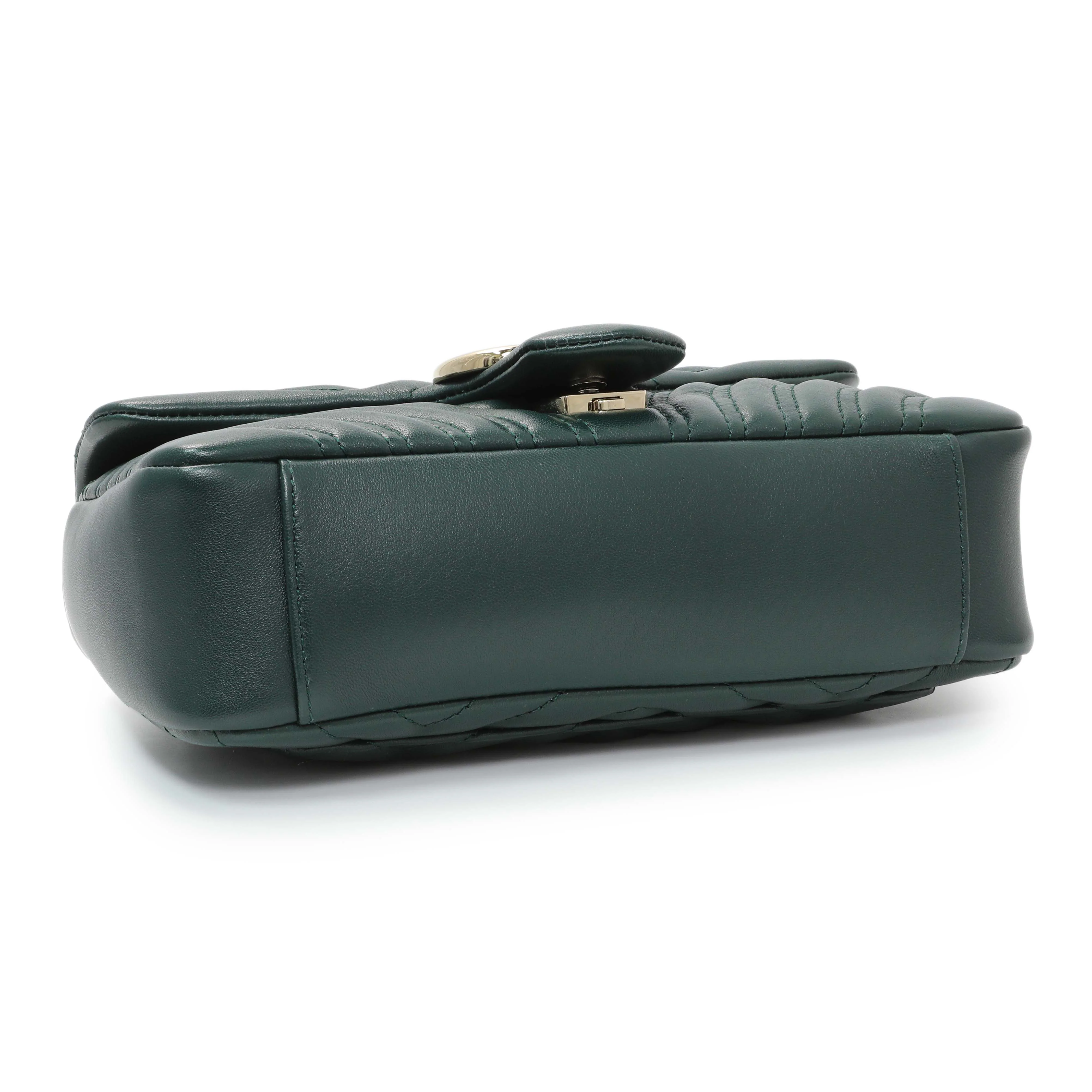 Gucci Green Calfskin Matelasse Medium GG Marmont Shoulder Bag NM - Image 3