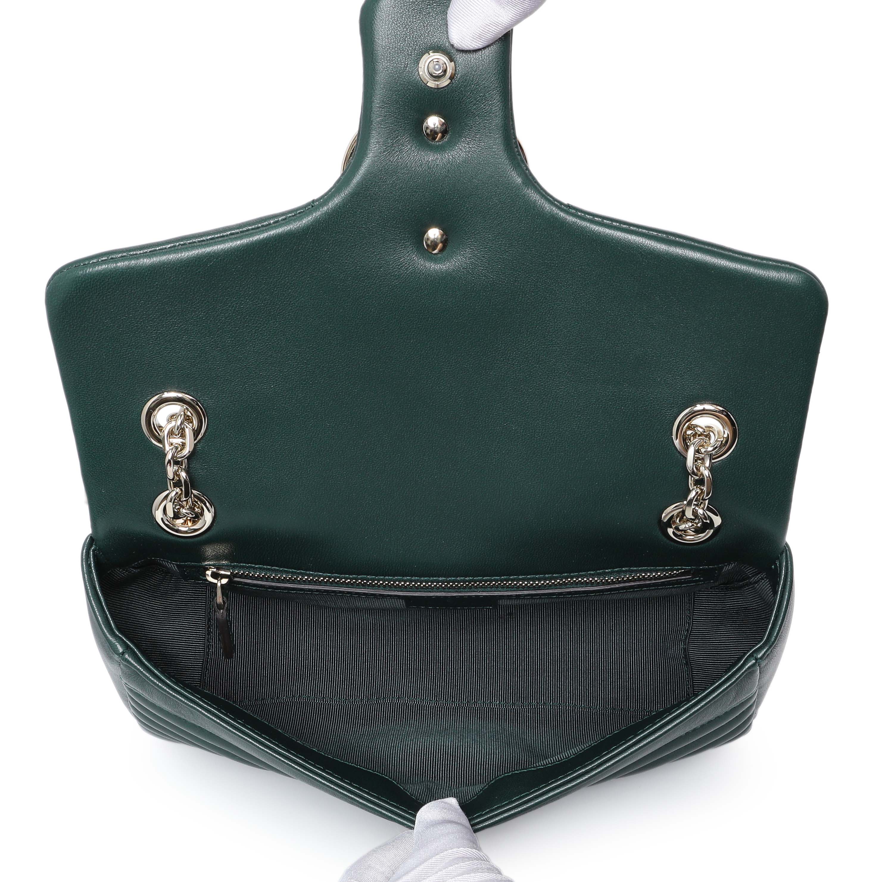 Gucci Green Calfskin Matelasse Medium GG Marmont Shoulder Bag NM - Image 4