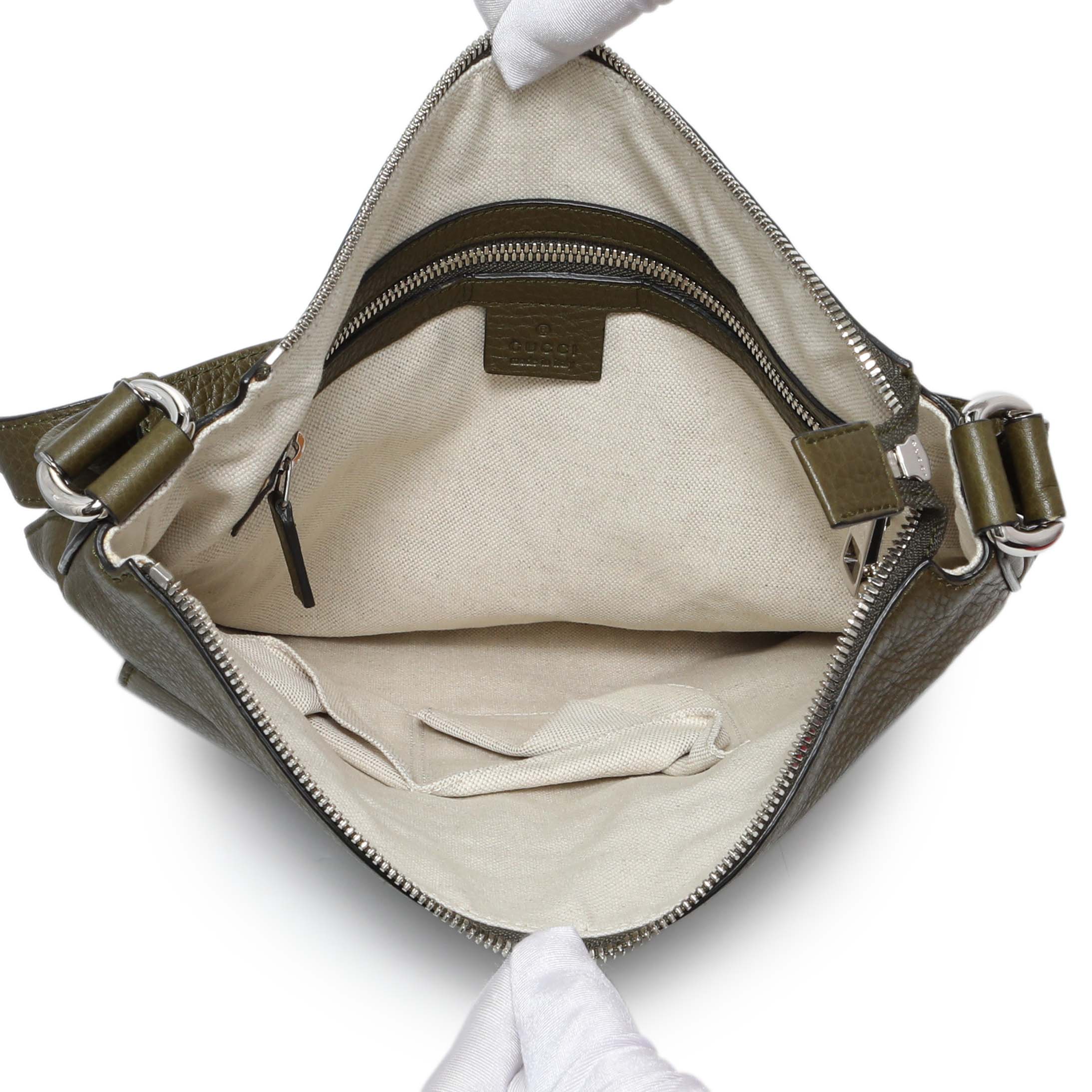 Gucci Green Pebbled Calfskin Medium Soho Messenger Bag - Image 8